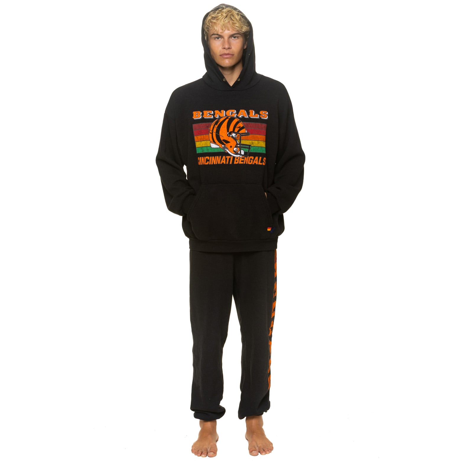 Pantalon de survêtement unisexe Aviator Nation noir Cincinnati Bengals en mélange trois matières