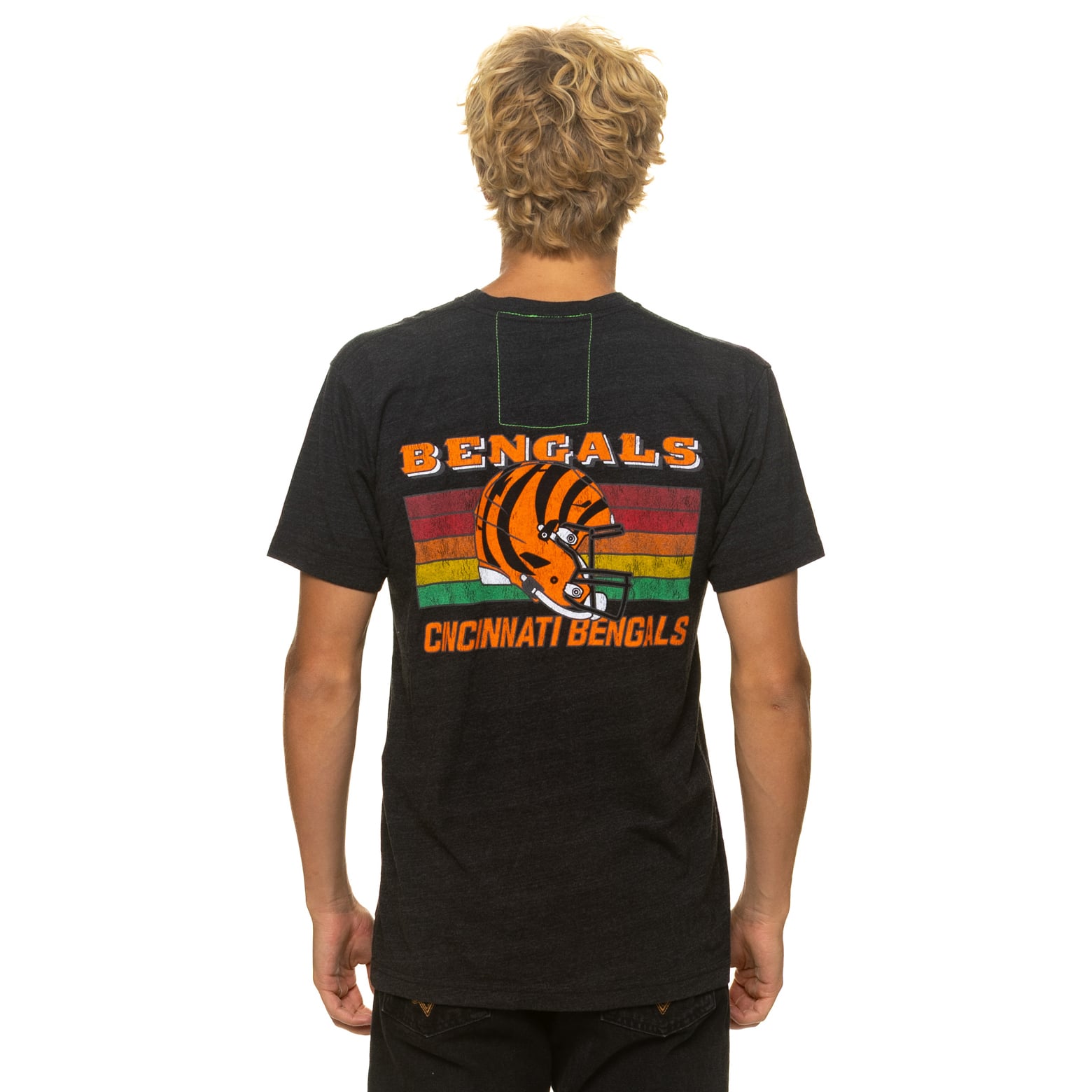 T-shirt unisexe Aviator Nation noir Cincinnati Bengals en mélange de trois matières