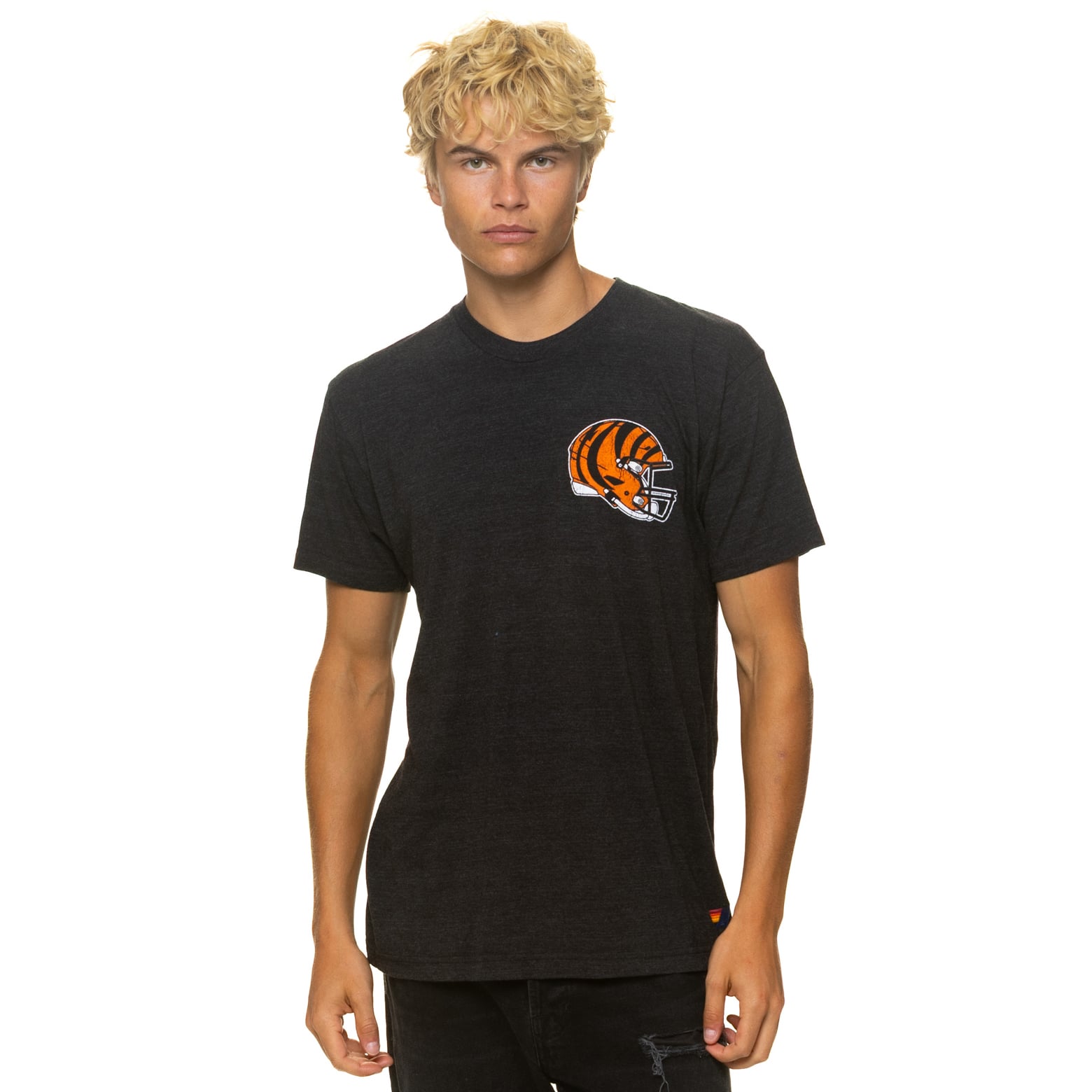 T-shirt unisexe Aviator Nation noir Cincinnati Bengals en mélange de trois matières