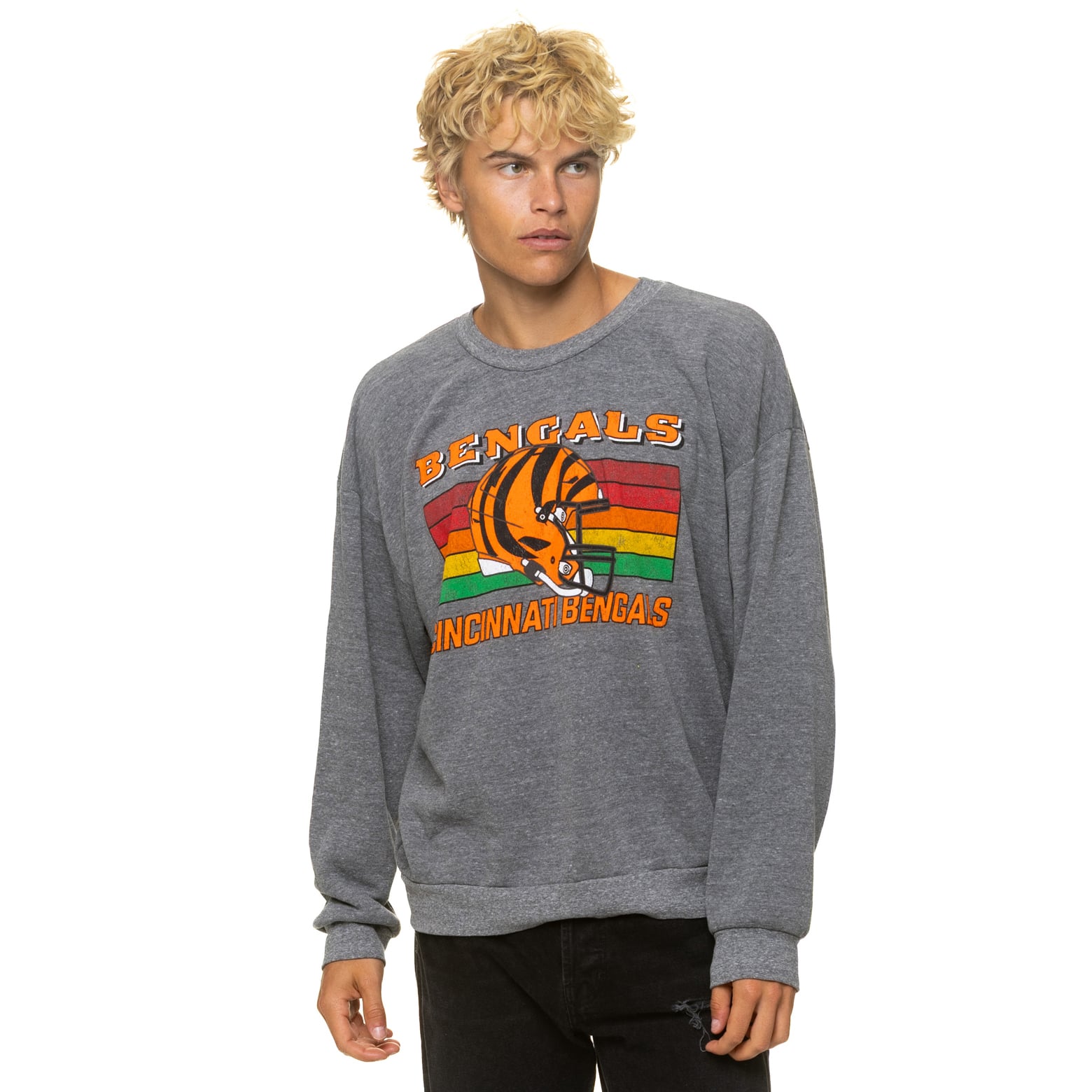 Sweat-shirt unisexe Aviator Nation gris chiné Cincinnati Bengals, coupe décontractée, en mélange de trois matières.