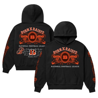 Cincinnati Bengals Born x Raised Unisex Crest Hoodie - Black