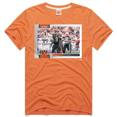 Joe Burrow Cincinnati Bengals Homage Unisex NFL Topps Trading Card Tri-Blend T-Shirt - Orange
