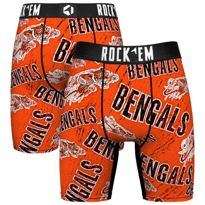 Cincinnati Bengals Rock Em Unisex Throwback Logo Allover Boxer Briefs - Orange