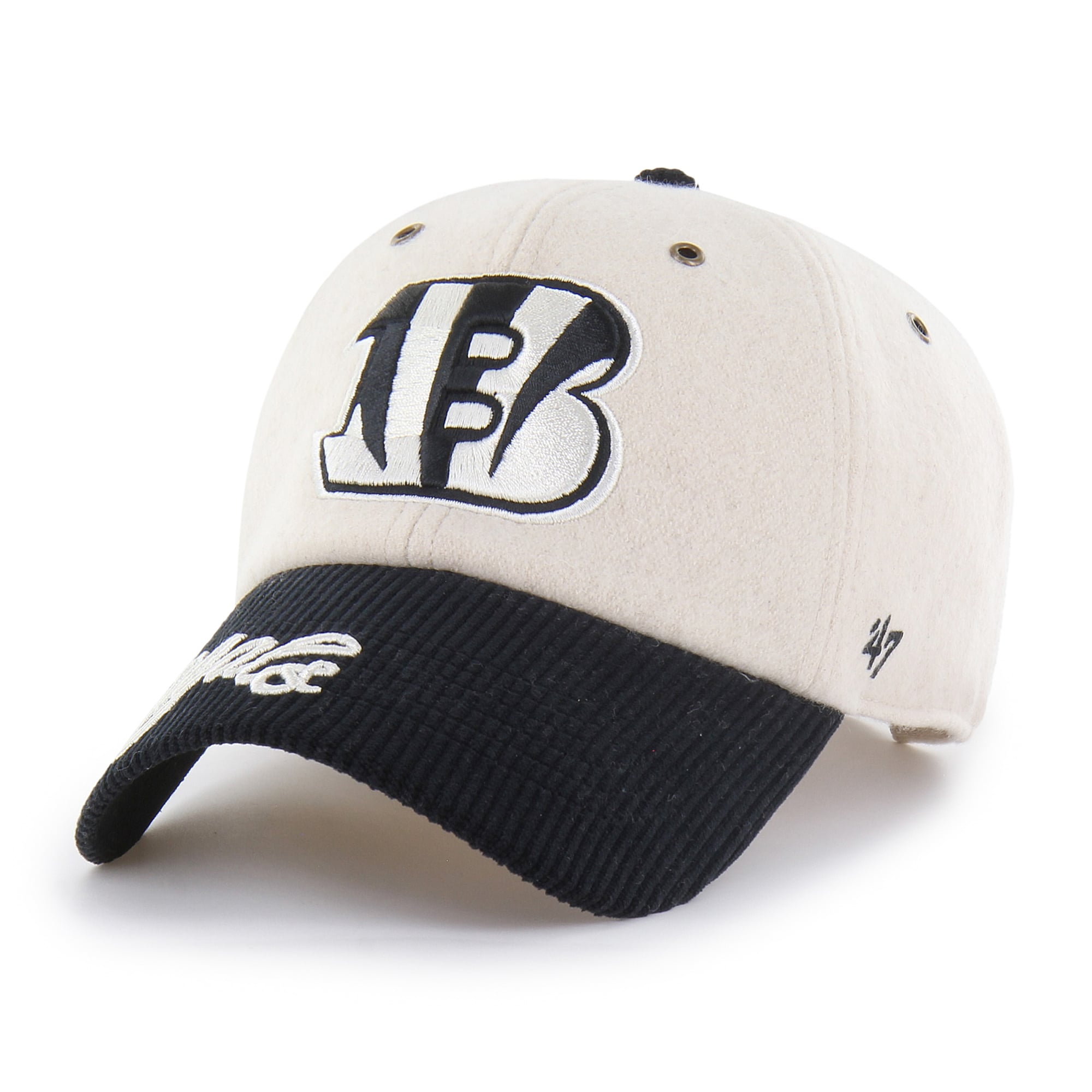 Women's '47 Natural/Black Cincinnati Bengals Rope Script Clean Up Adjustable Hat