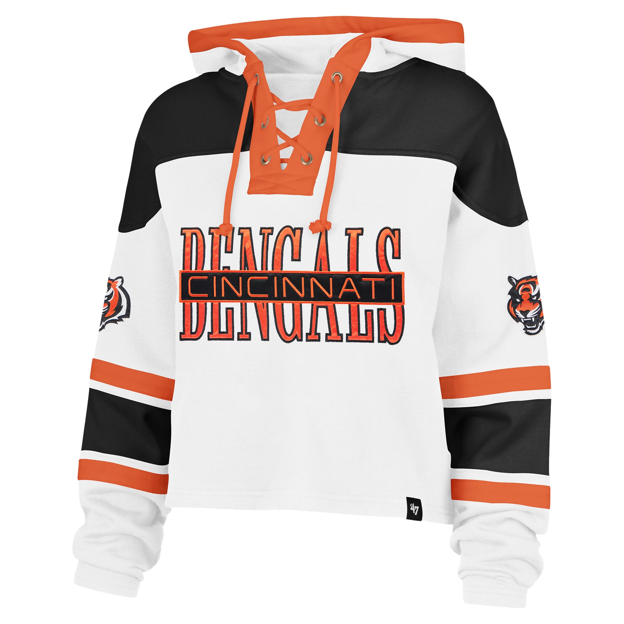 Sweat à capuche blanc pour femme '47 Cincinnati Bengals Cut Thru Superior Lacer