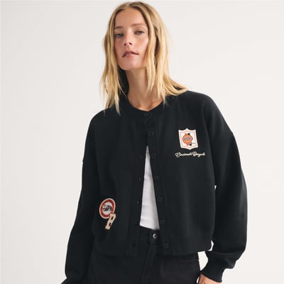 Cincinnati Bengals Abercrombie & Fitch Women's Full-Button Cardigan - Black