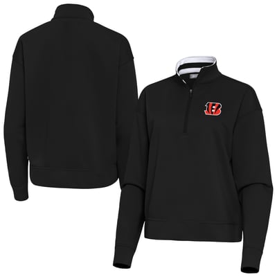 Cincinnati Bengals Antigua Women's Goddess Quarter-Zip Pullover - Black