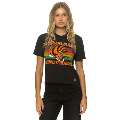 Cincinnati Bengals Aviator Nation Women's Boxy Boyfriend Tri-Blend T-Shirt - Black