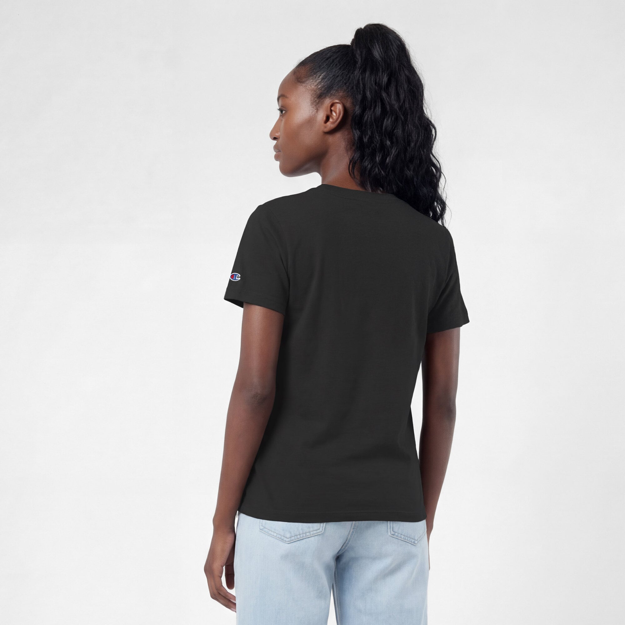 T-shirt noir Champion pour femmes, logo arqué des Bengals de Cincinnati