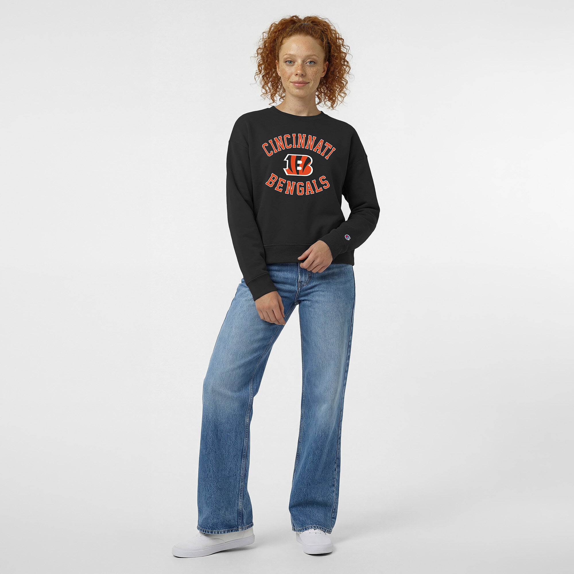 Women's Champion Black Cincinnati Bengals Heart & Soul Powerblend Sweatshirt