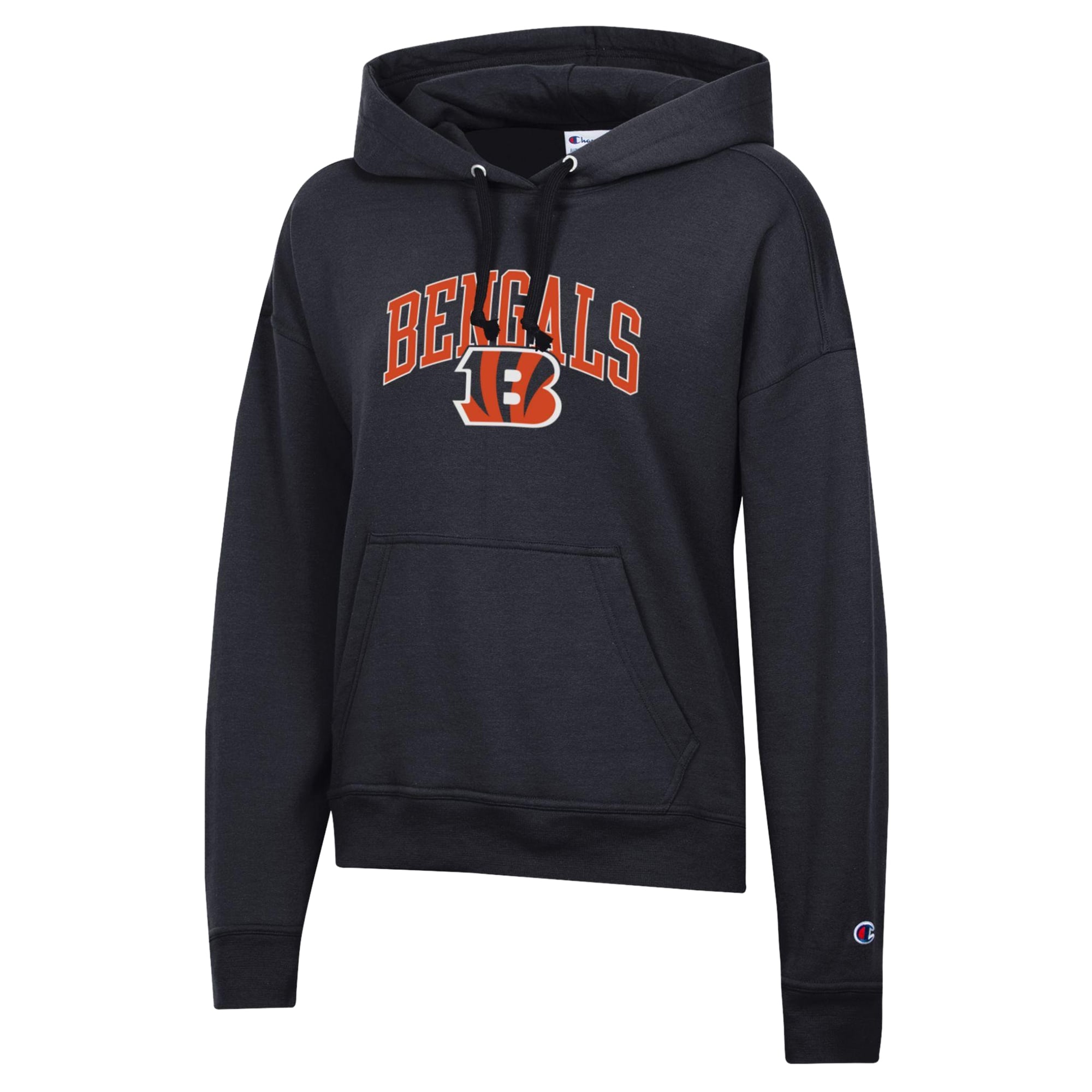 Sweat à capuche Champion noir Powerblend pour femmes, modèle Cincinnati Bengals
