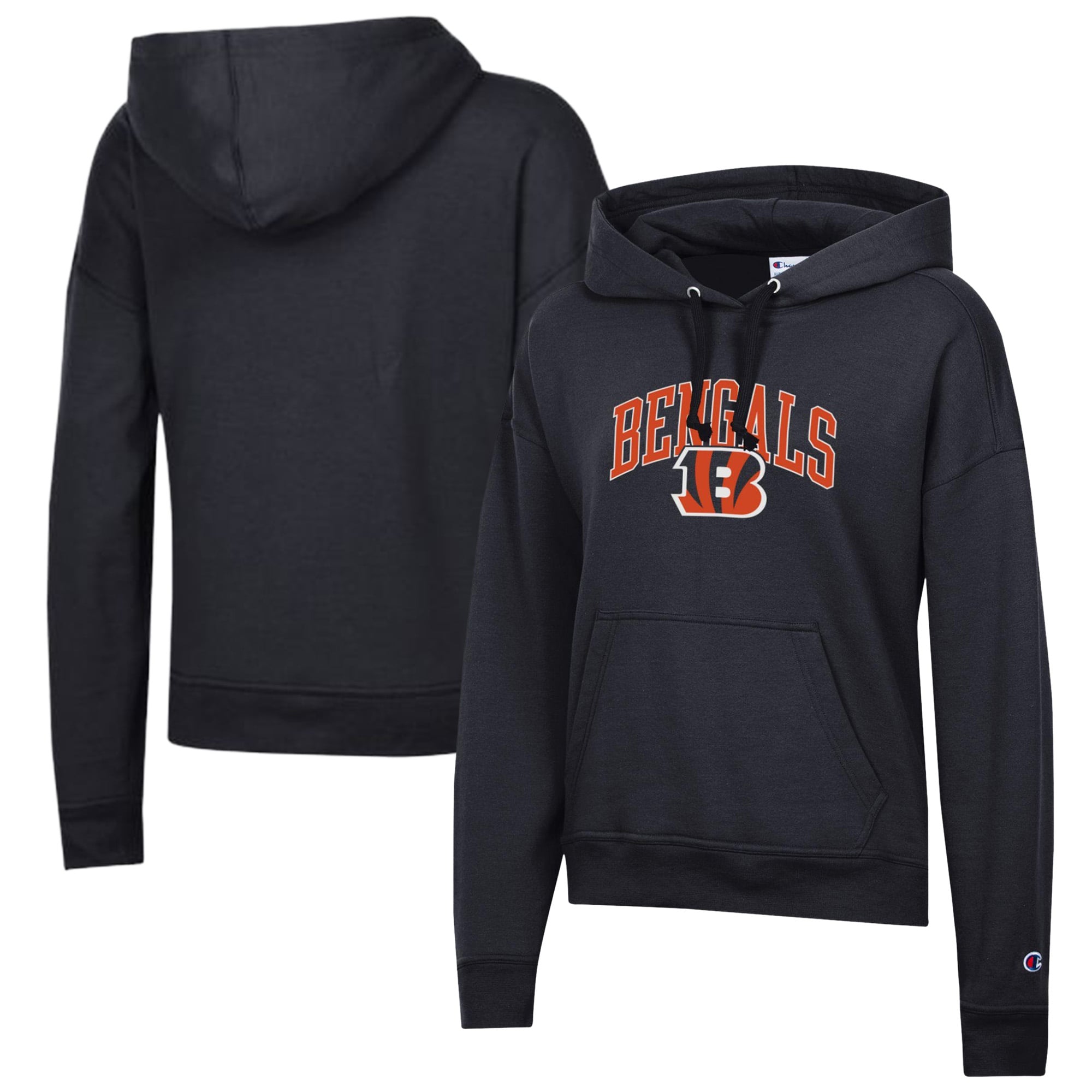 Sweat à capuche Champion noir Powerblend pour femmes, modèle Cincinnati Bengals