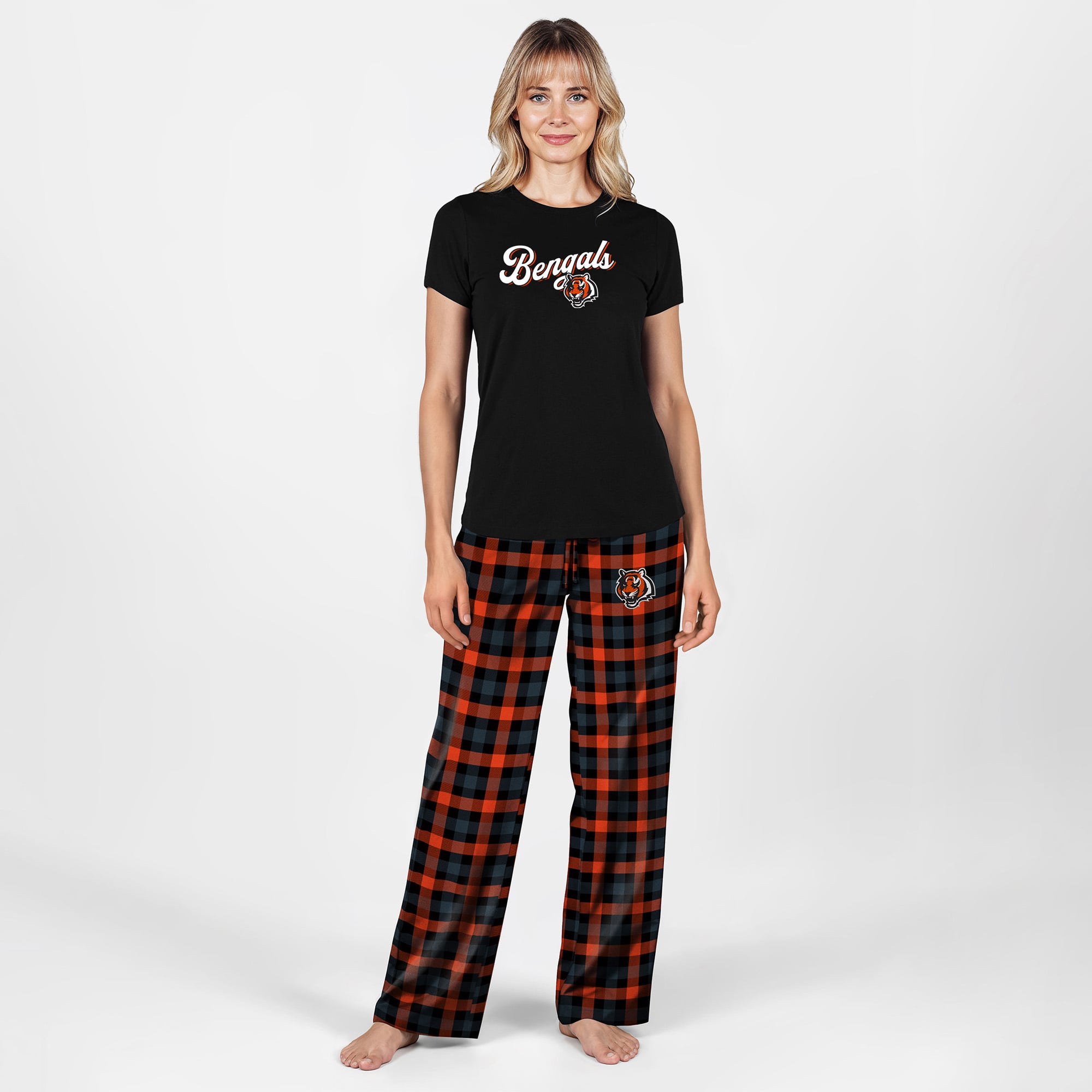 Ensemble de nuit Highland noir Cincinnati Bengals grande taille pour femmes Concepts Sport