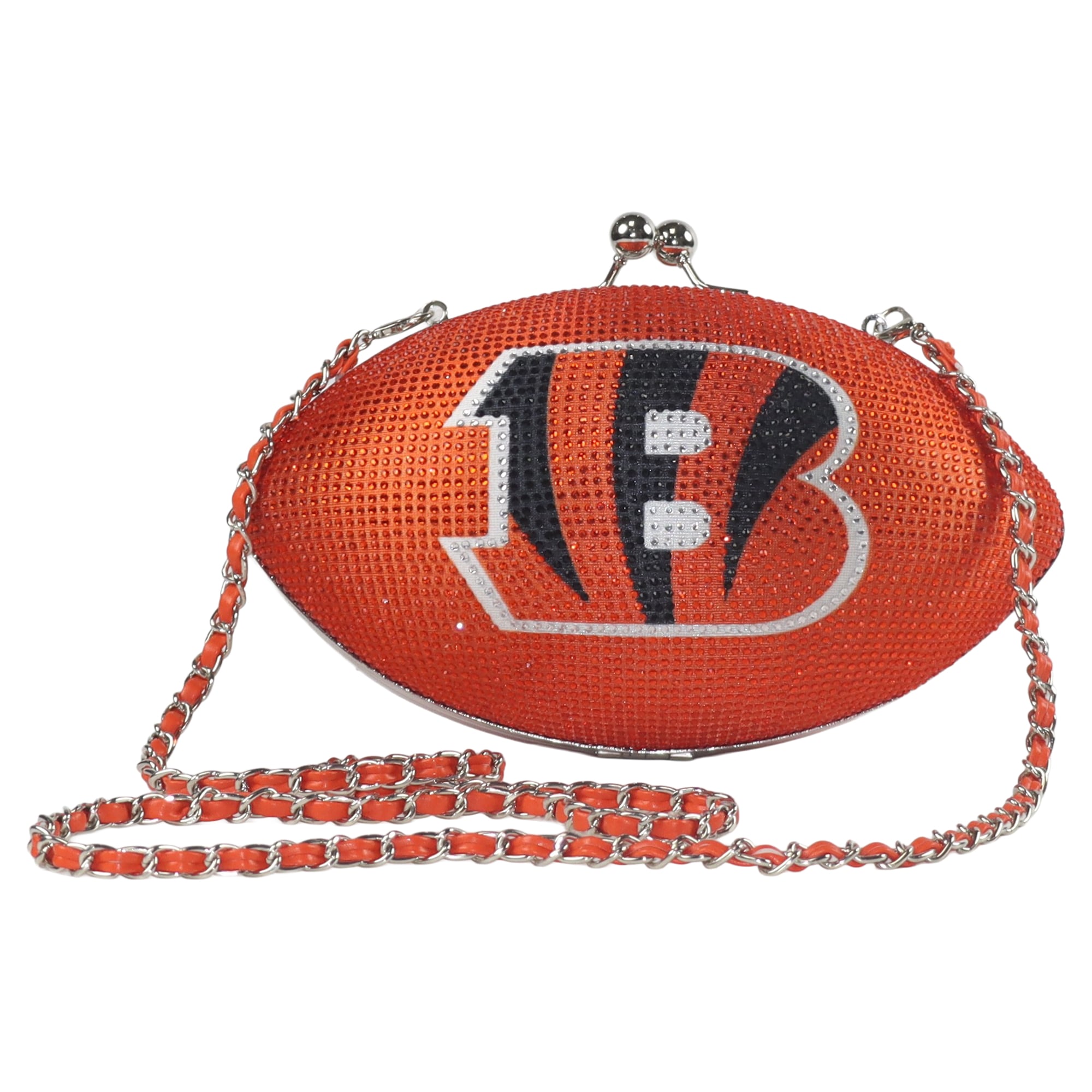 Sac à main en cristal aux couleurs de l'équipe des Bengals de Cincinnati pour femmes, style football américain, Cuce