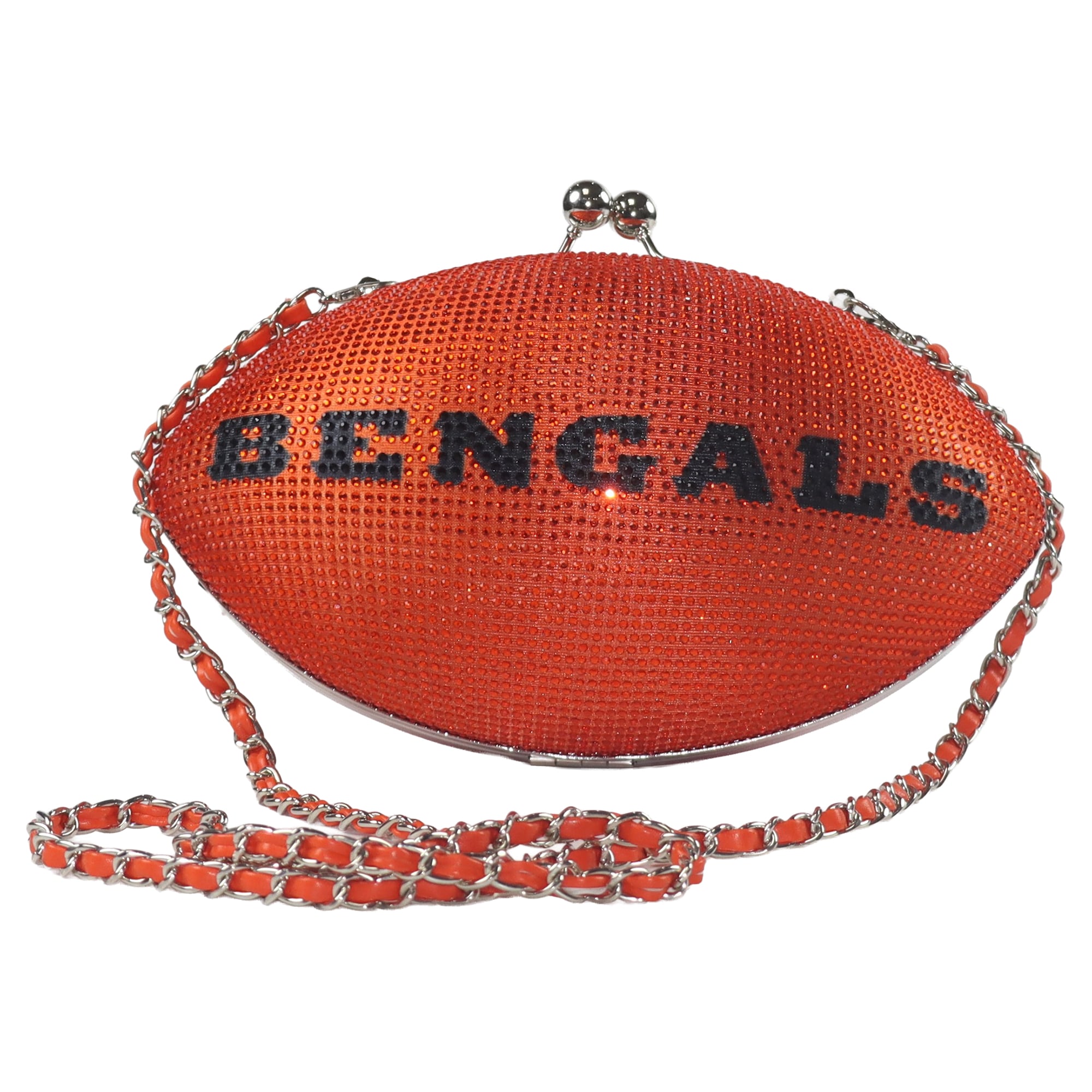 Sac à main en cristal aux couleurs de l'équipe des Bengals de Cincinnati pour femmes, style football américain, Cuce