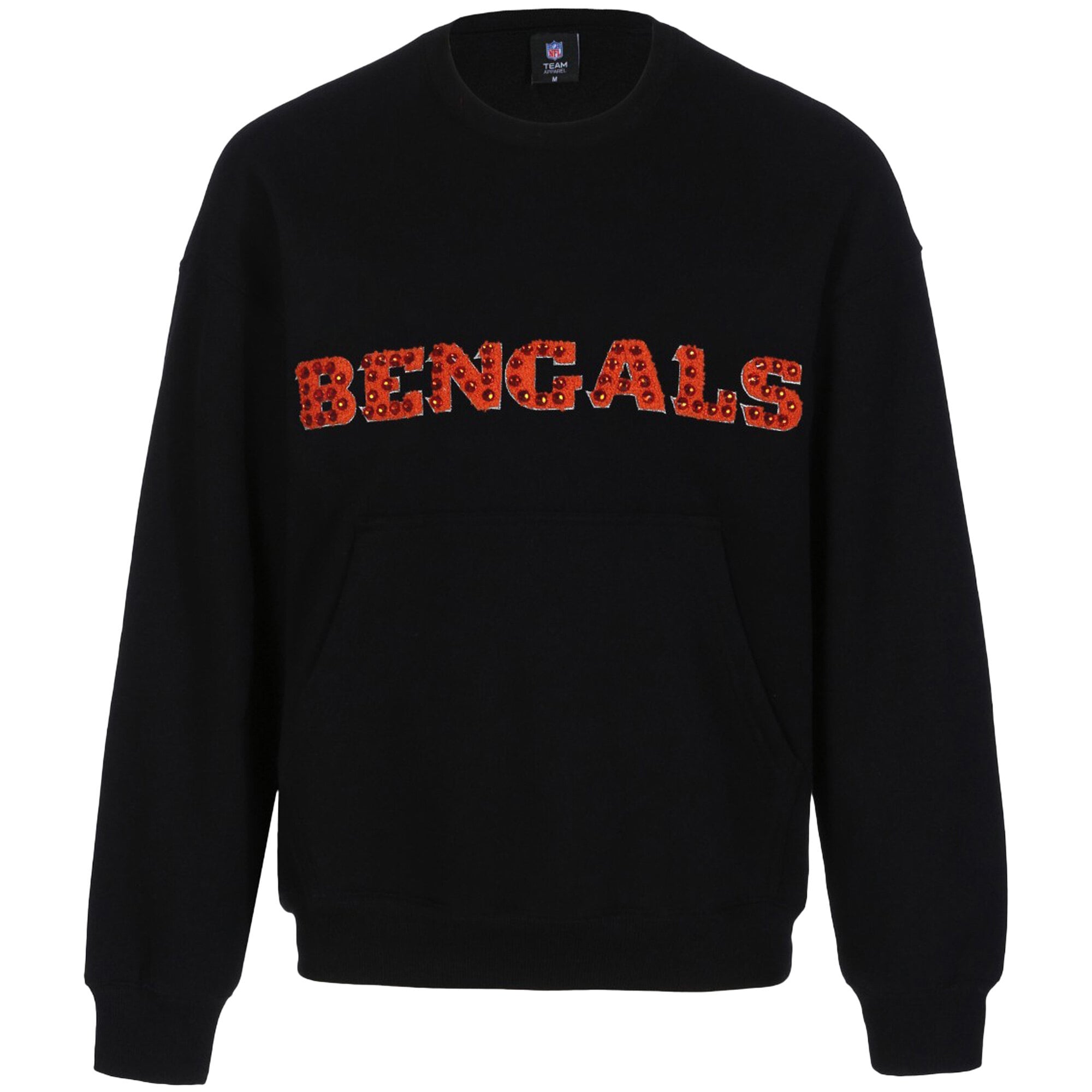 Women's FABGATING by Cuce Black Cincinnati Bengals Chenille Jeweled Sweatshirt