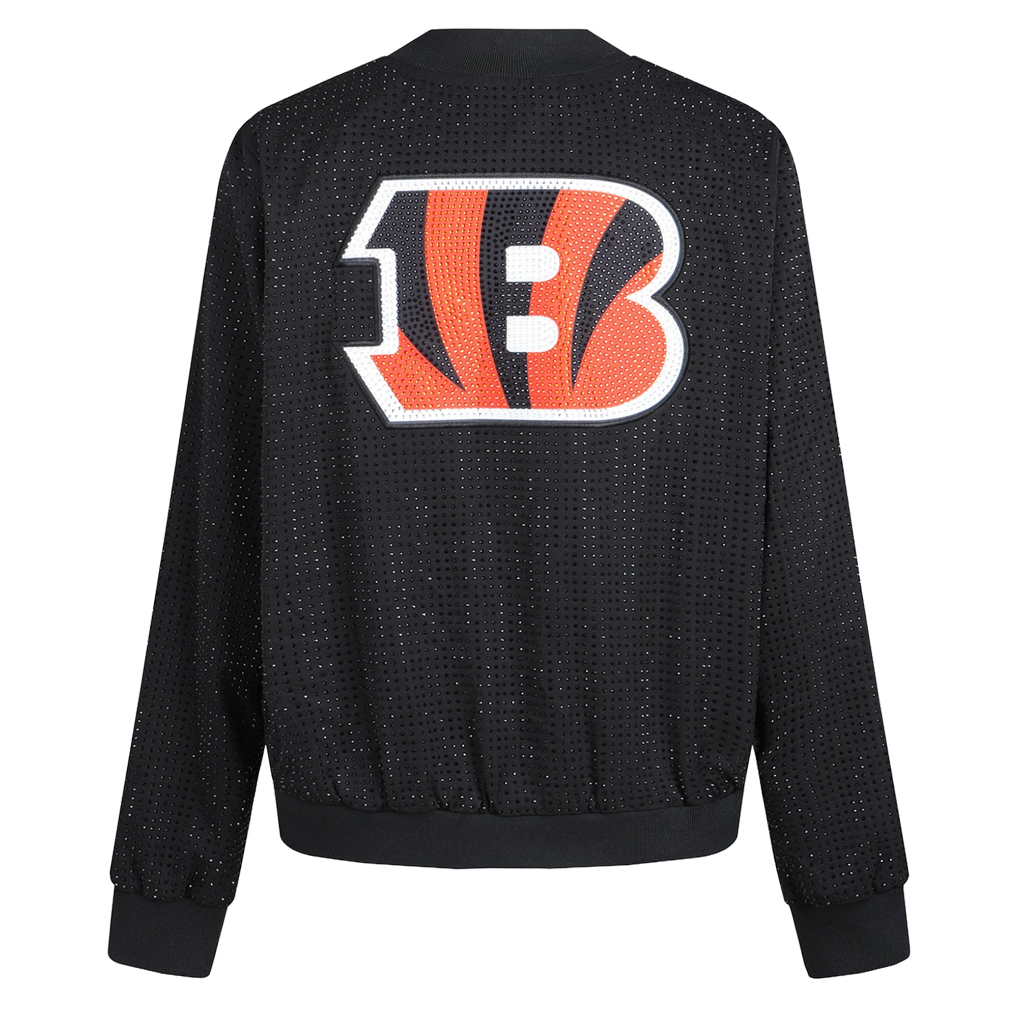 Veste bomber zippée intégrale FABGATING by Cuce noire à cristaux des Bengals de Cincinnati pour femmes