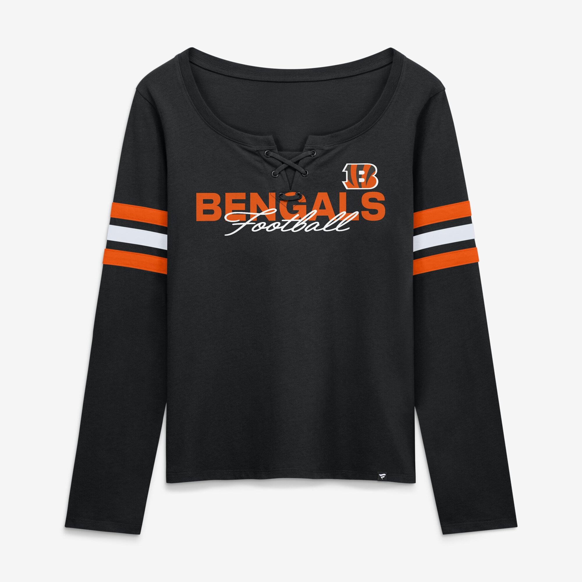 Women's Fanatics  Black Cincinnati Bengals Team First Coverage Scheme Lace-Up Long Sleeve T-Shirt