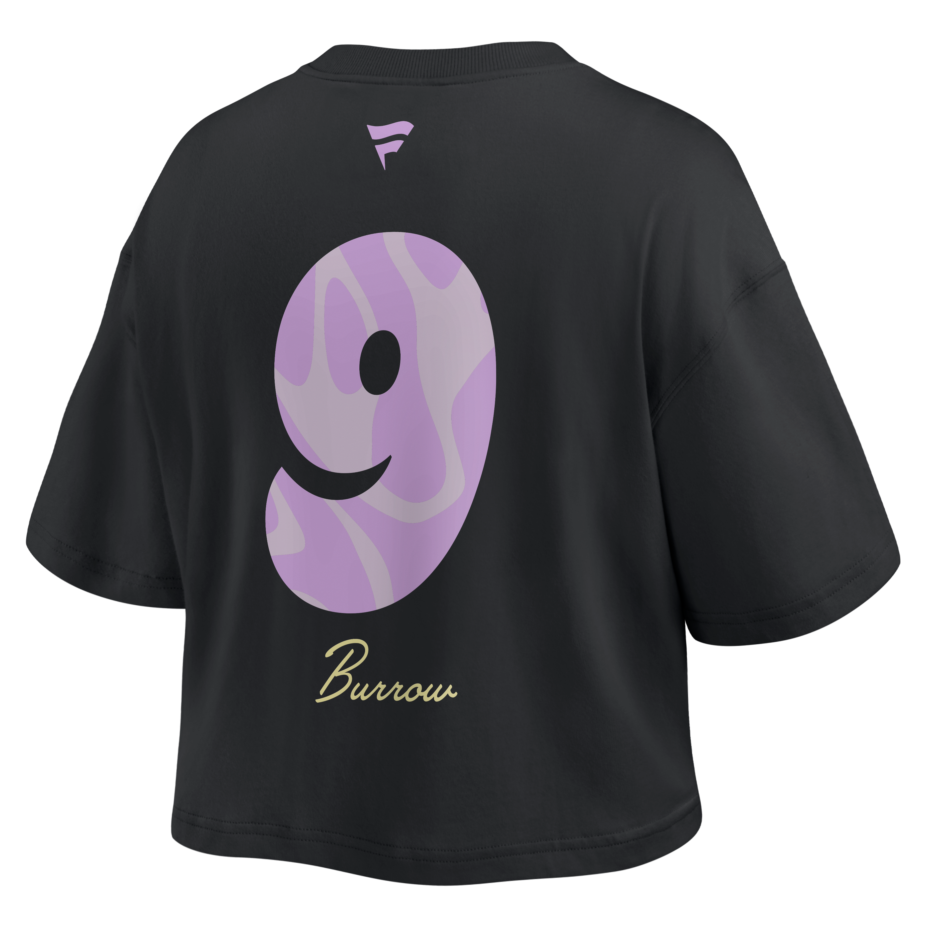 T-shirt court noir à l'effigie de Joe Burrow, des Bengals Cincinnati, pour femmes (Fanatics)