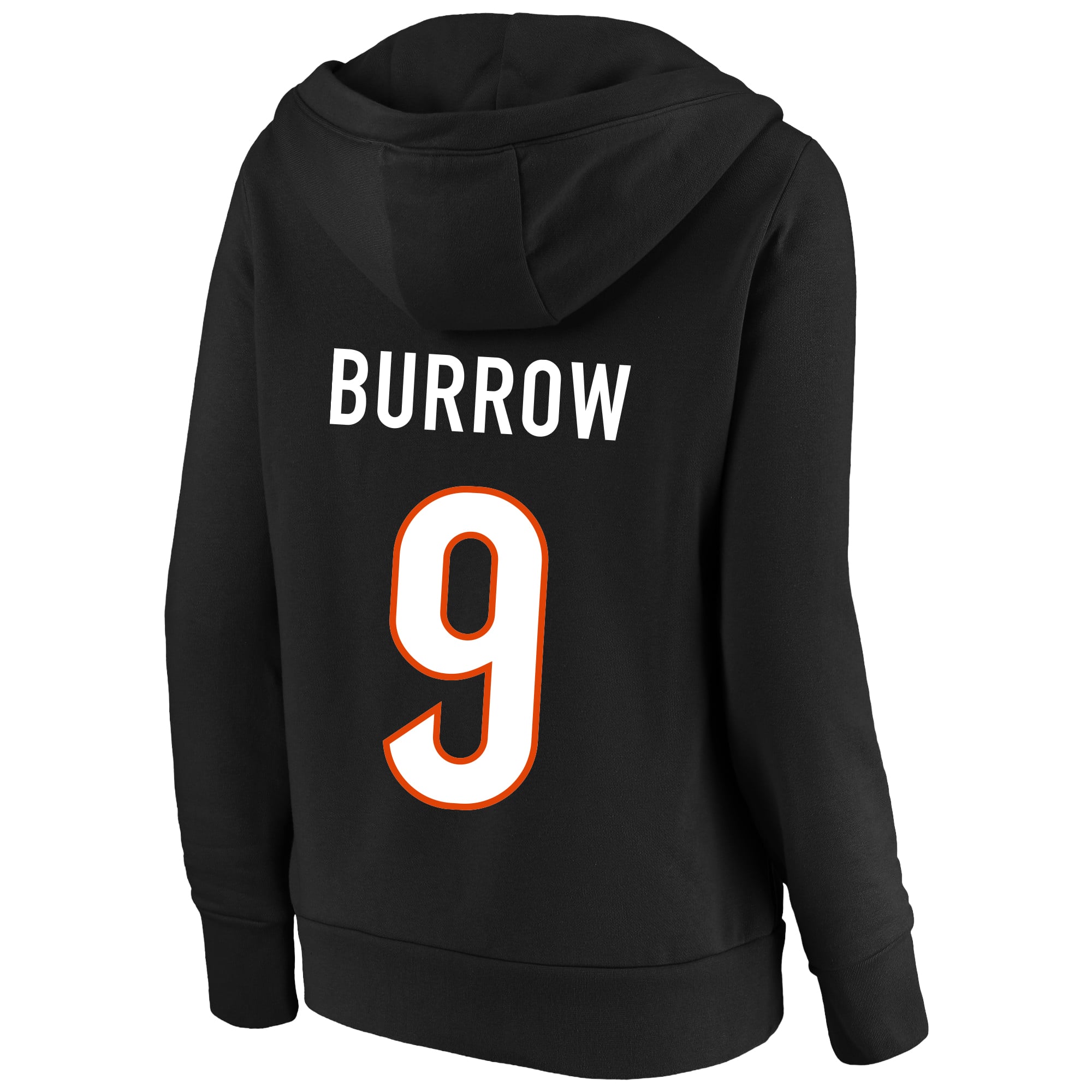 Women's Fanatics Joe Burrow Black Cincinnati Bengals Plus Player Name & Number Notch Neck Hoodie
