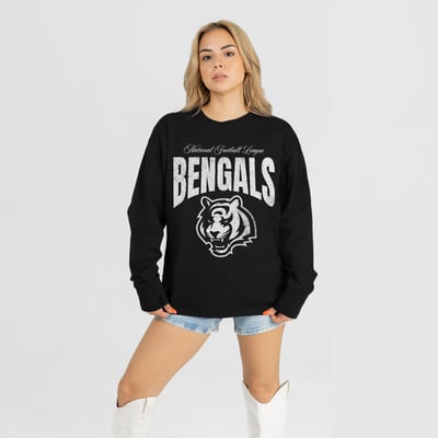Cincinnati Bengals Gameday Couture Women's Bold Ambition Oversized Long Sleeve T-Shirt - Black