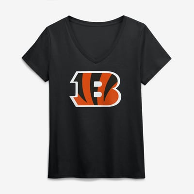 Cincinnati Bengals Logo Athletic Women's Primary Logo V-Neck T-Shirt - Black