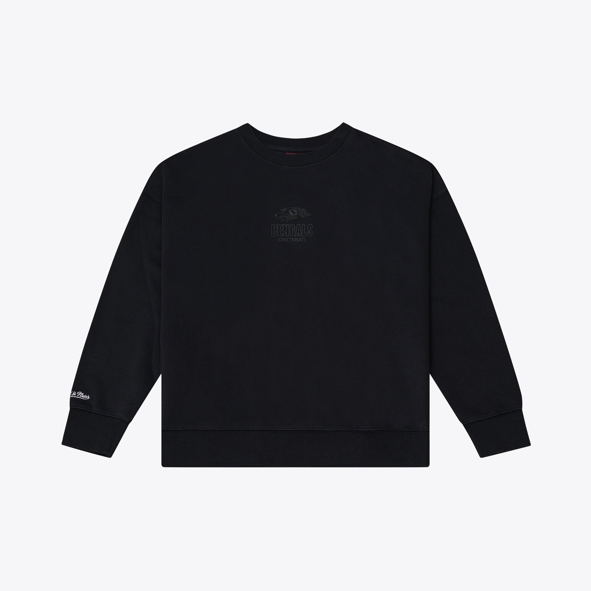 Women's Mitchell & Ness Black Cincinnati Bengals Core Essentials Micro Logo Fleece Sweatshirt