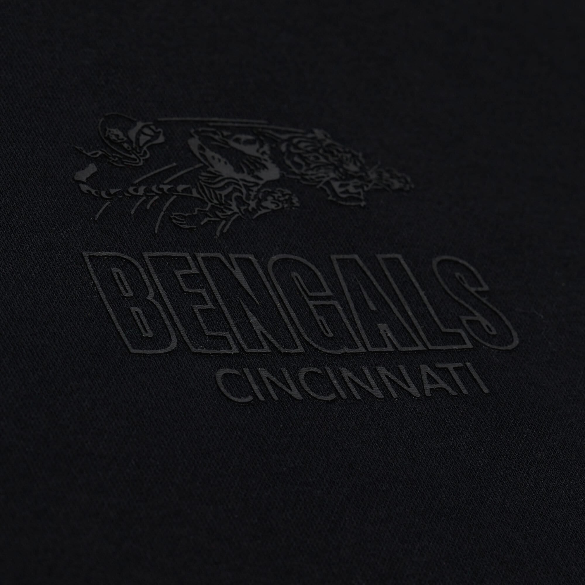 Women's Mitchell & Ness Black Cincinnati Bengals Core Essentials Micro Logo Fleece Sweatshirt