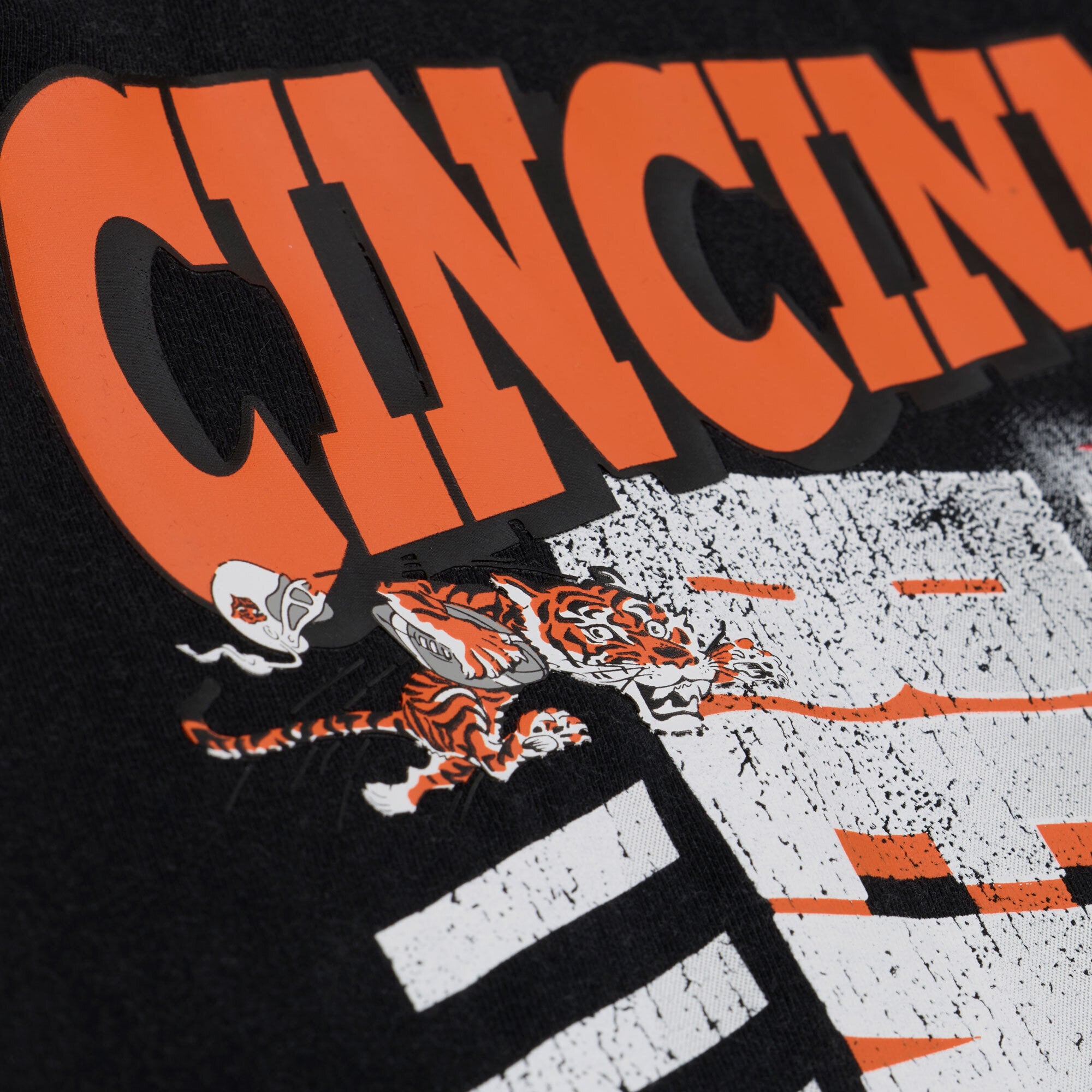 Women's Mitchell & Ness Black Cincinnati Bengals Street Graphic Boxy Cropped T-Shirt
