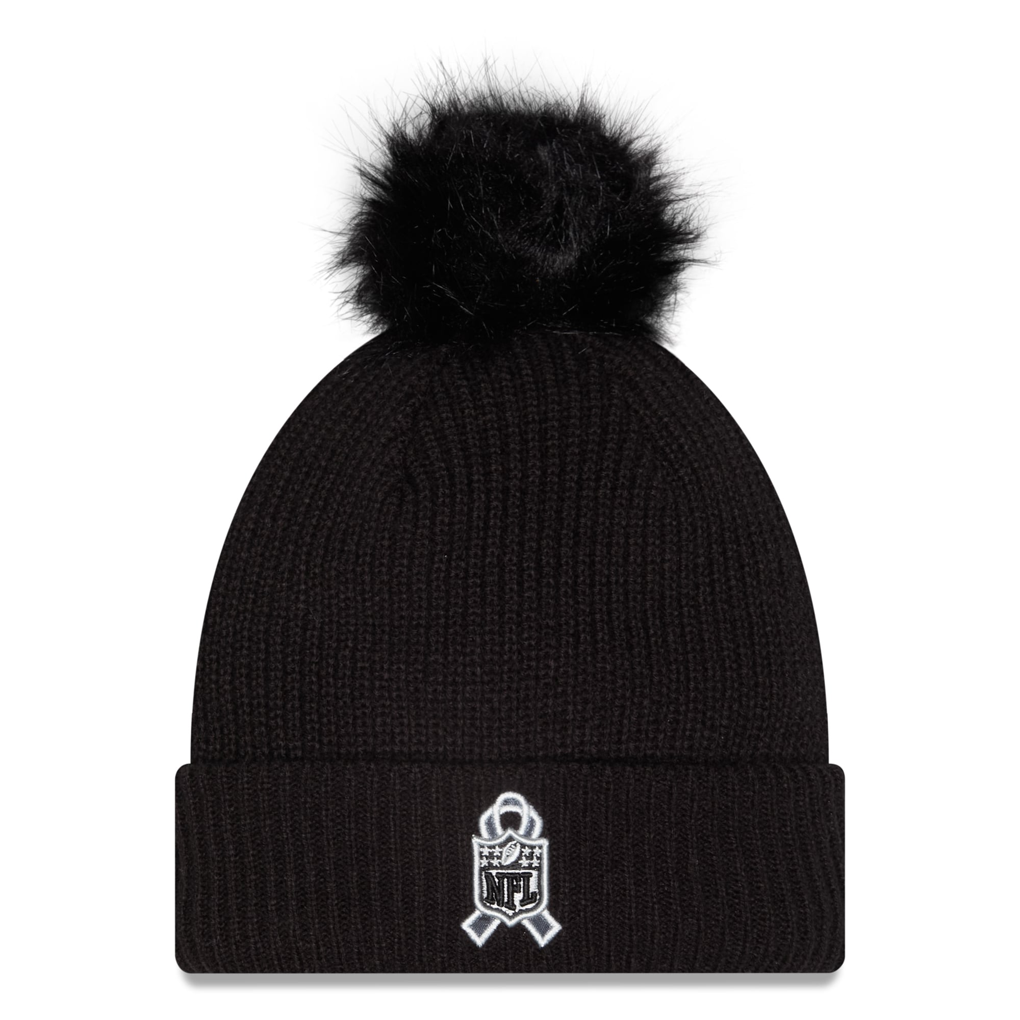 Bonnet à revers New Era noir pour femme, modèle Cincinnati Bengals 2026 Salute To Service, avec pompon.