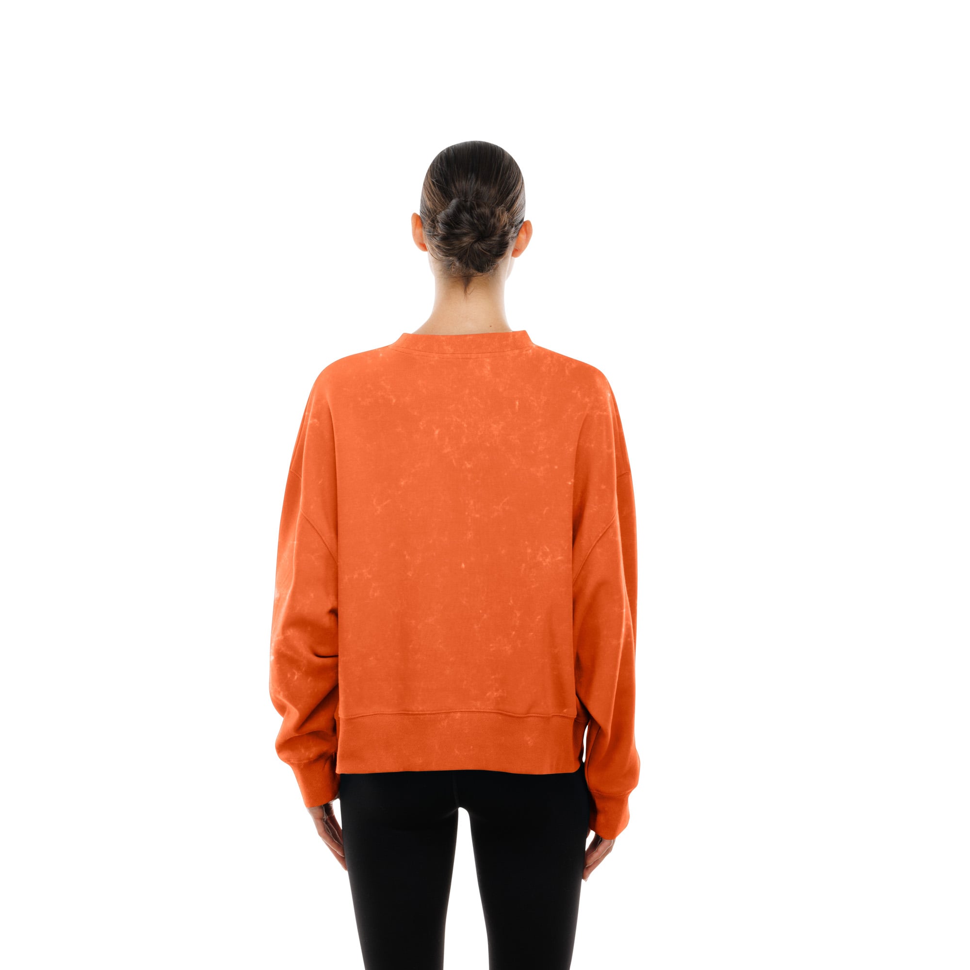 Sweat-shirt à col rond en molleton délavé orange New Era pour femme, style rétro Cincinnati Bengals.