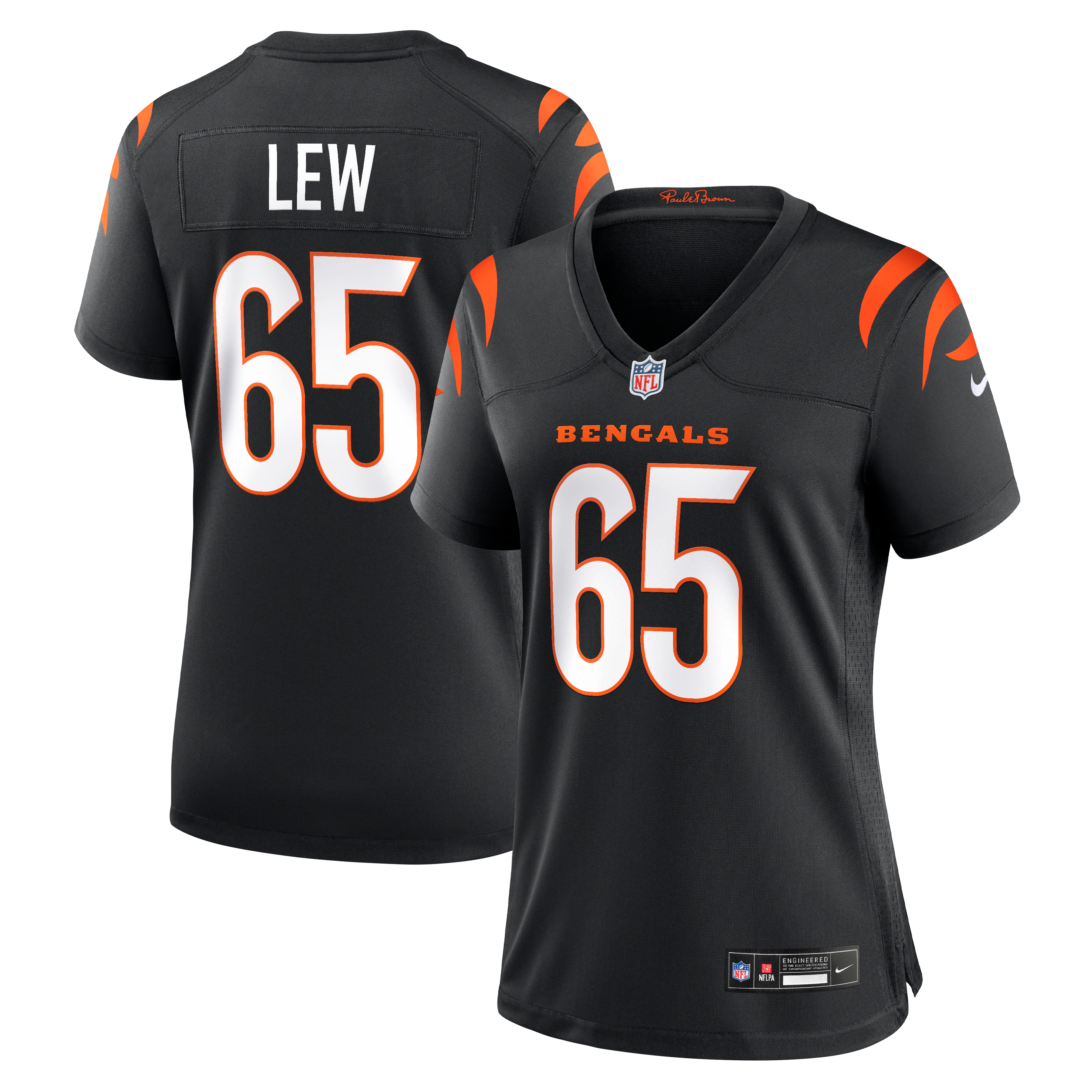 Maillot de match Nike Connor Lew noir pour femme, équipe des Bengals Cincinnati