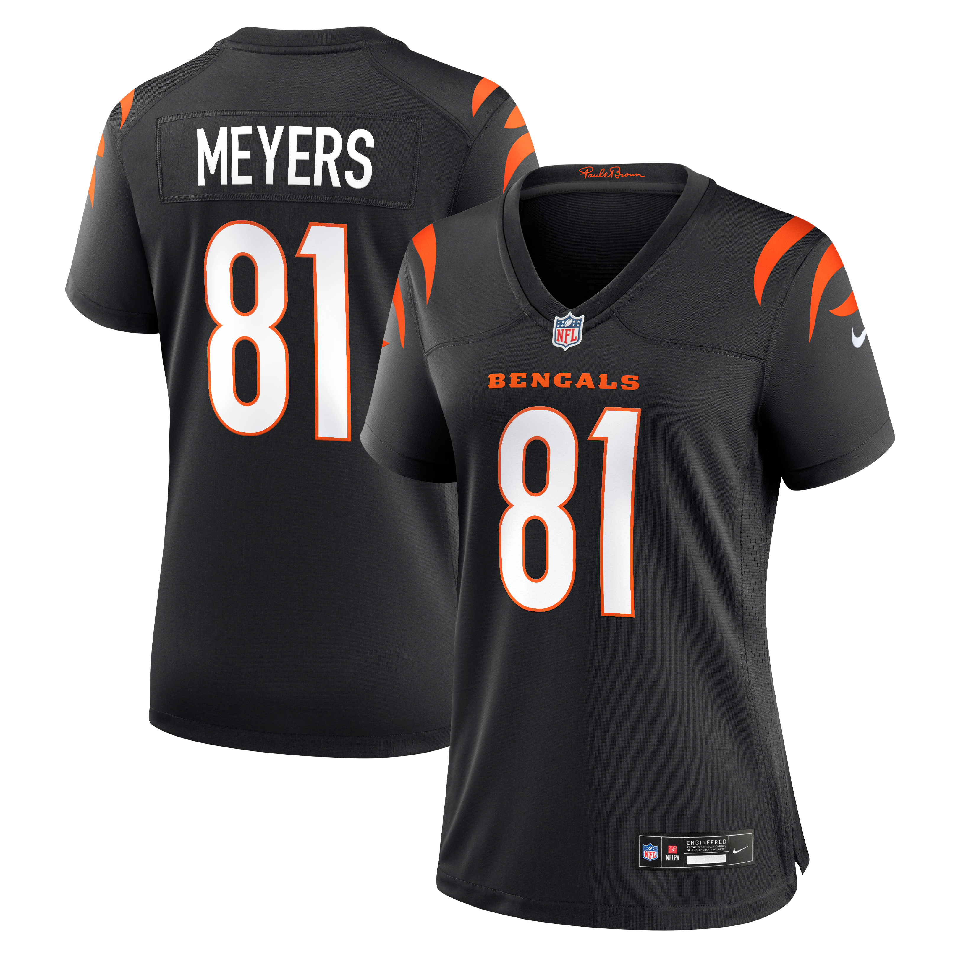 Maillot de match Nike Dohnte Meyers noir pour femme, équipe des Bengals Cincinnati