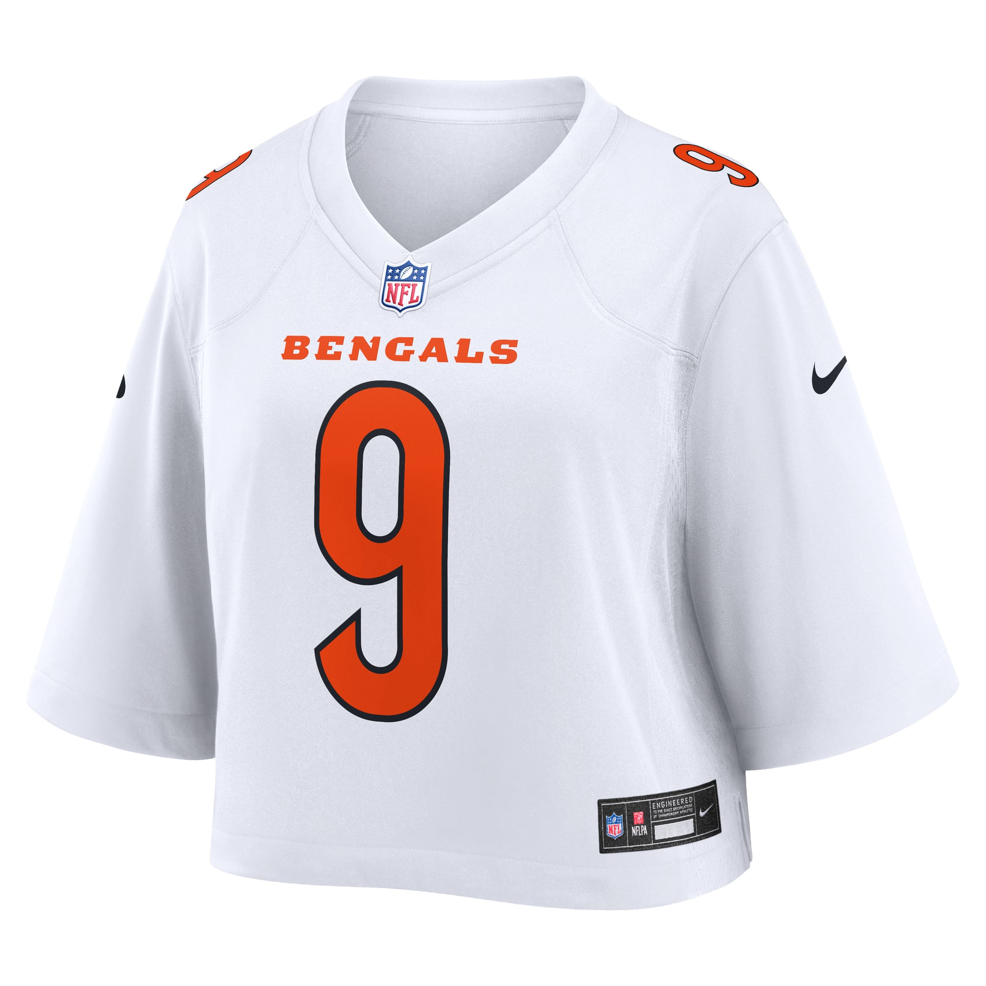 Maillot de match court Nike Joe Burrow blanc des Bengals Cincinnati pour femmes