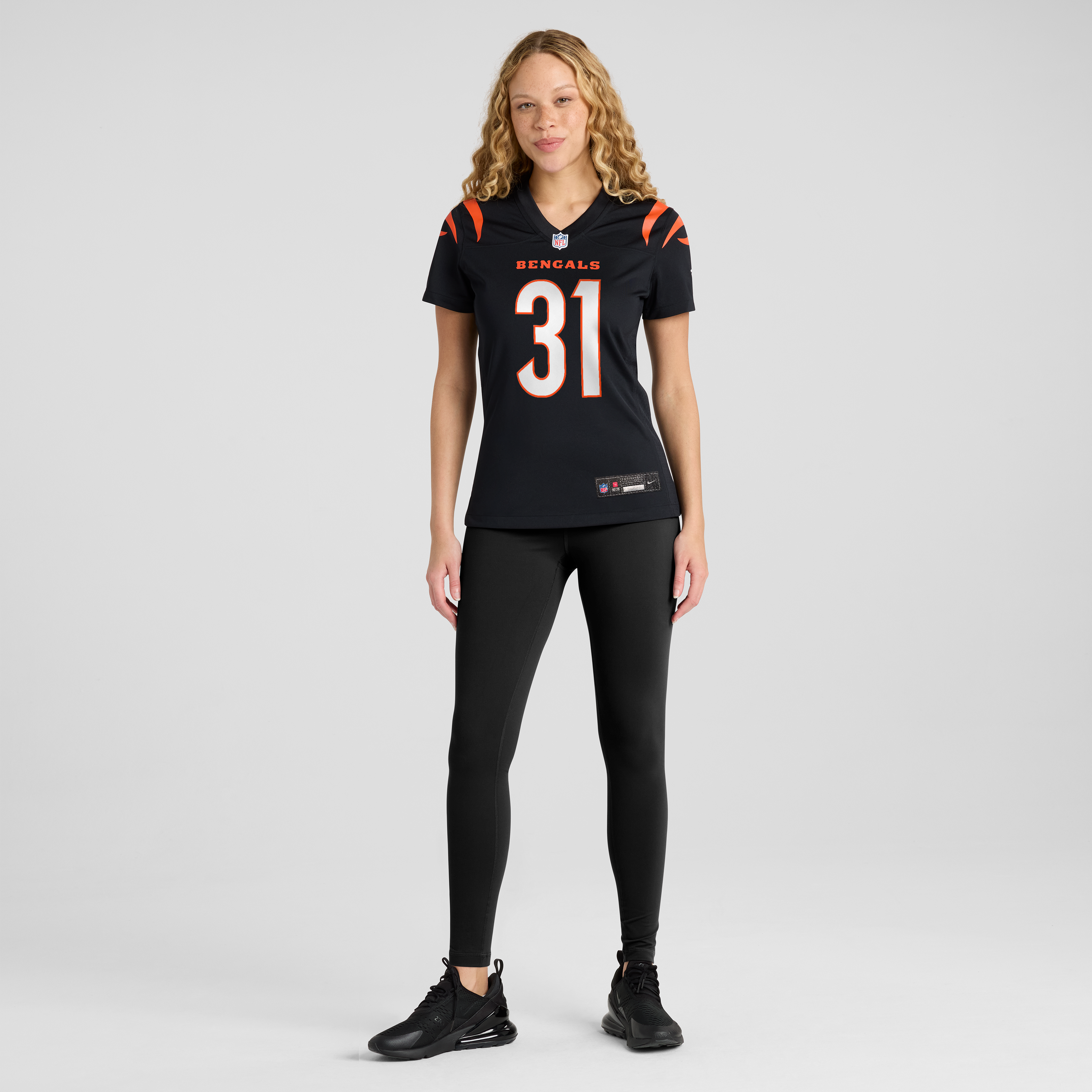 Maillot de match Nike Kentrel Bullock noir pour femme, équipe des Bengals Cincinnati