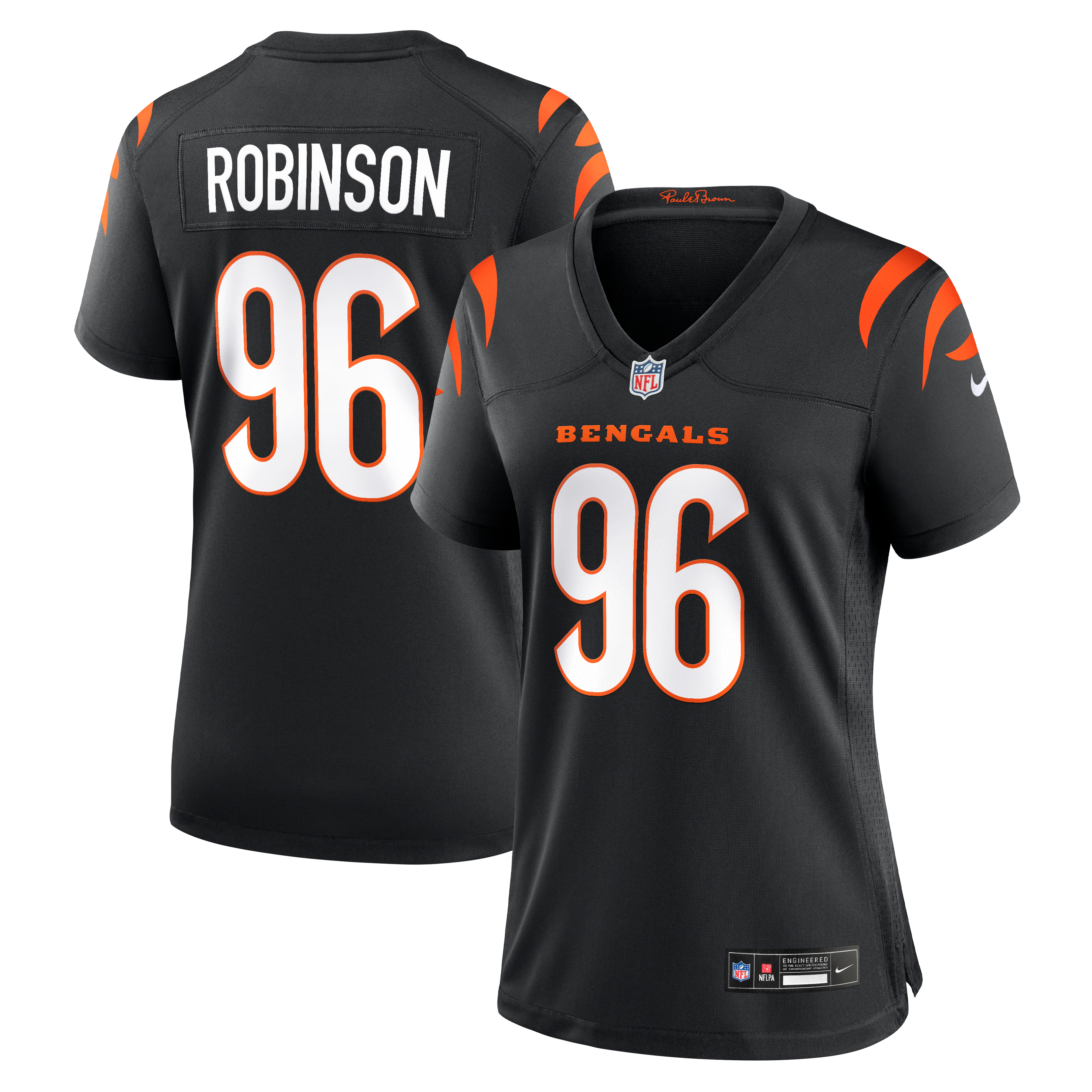 Maillot de match Nike Landon Robinson noir pour femme, équipe des Bengals Cincinnati