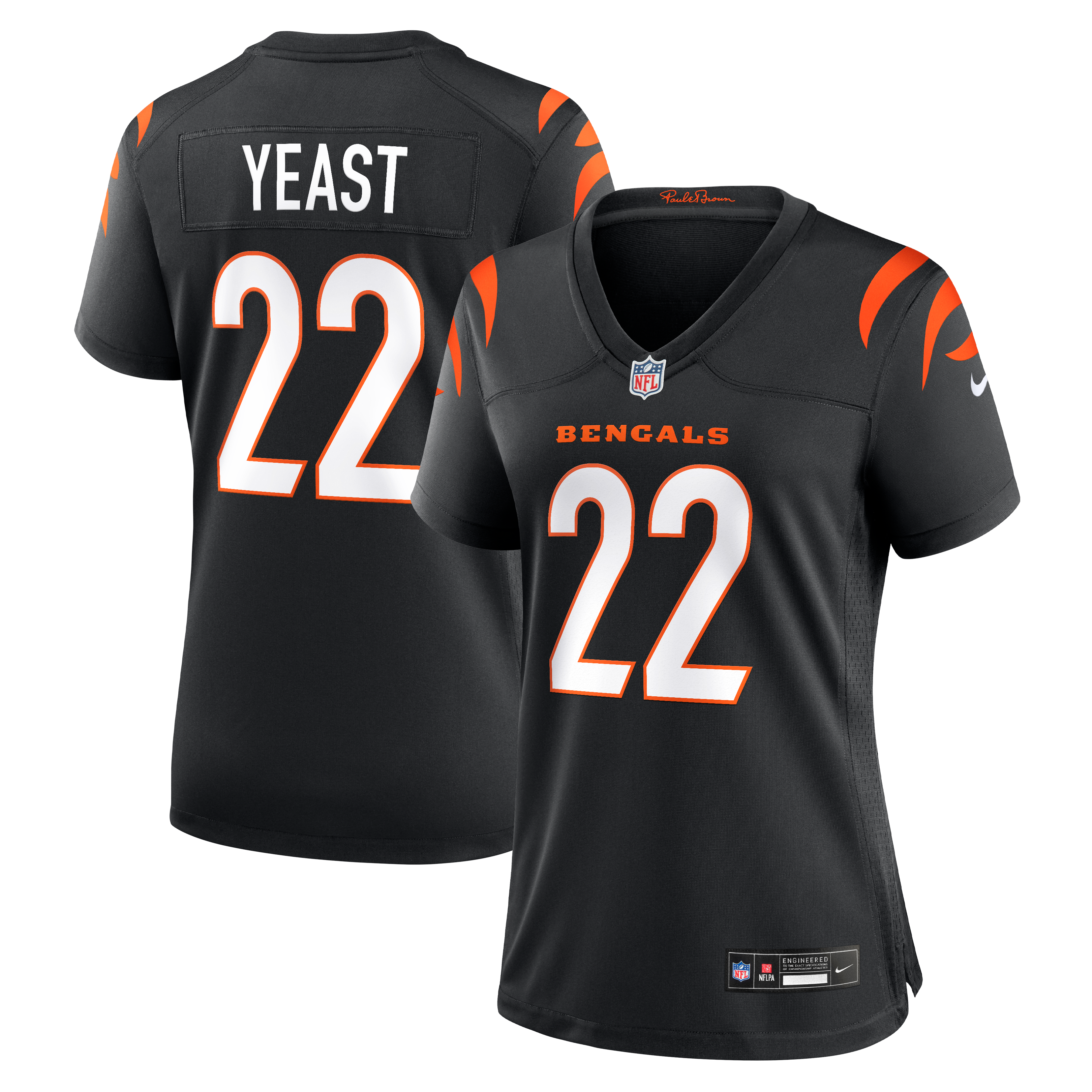 Maillot de match Nike Russ Yeast noir pour femme, équipe des Bengals Cincinnati