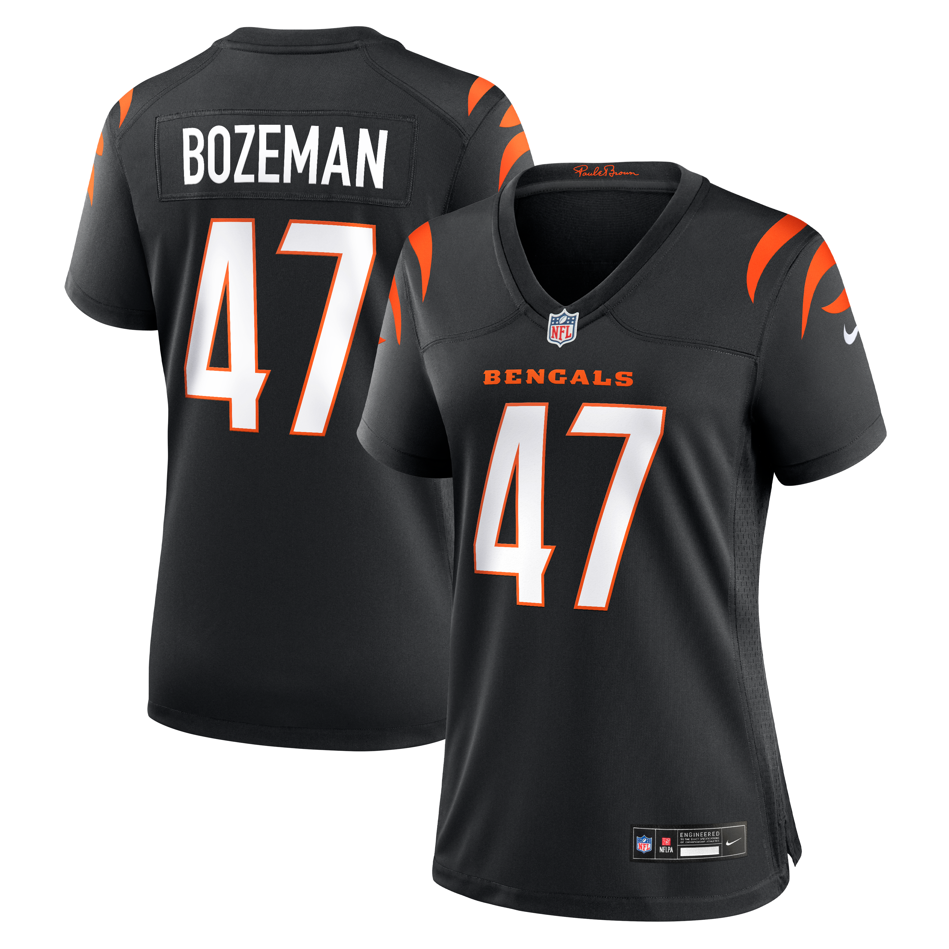 Maillot de match Nike Swayze Bozeman noir pour femme, équipe des Bengals Cincinnati