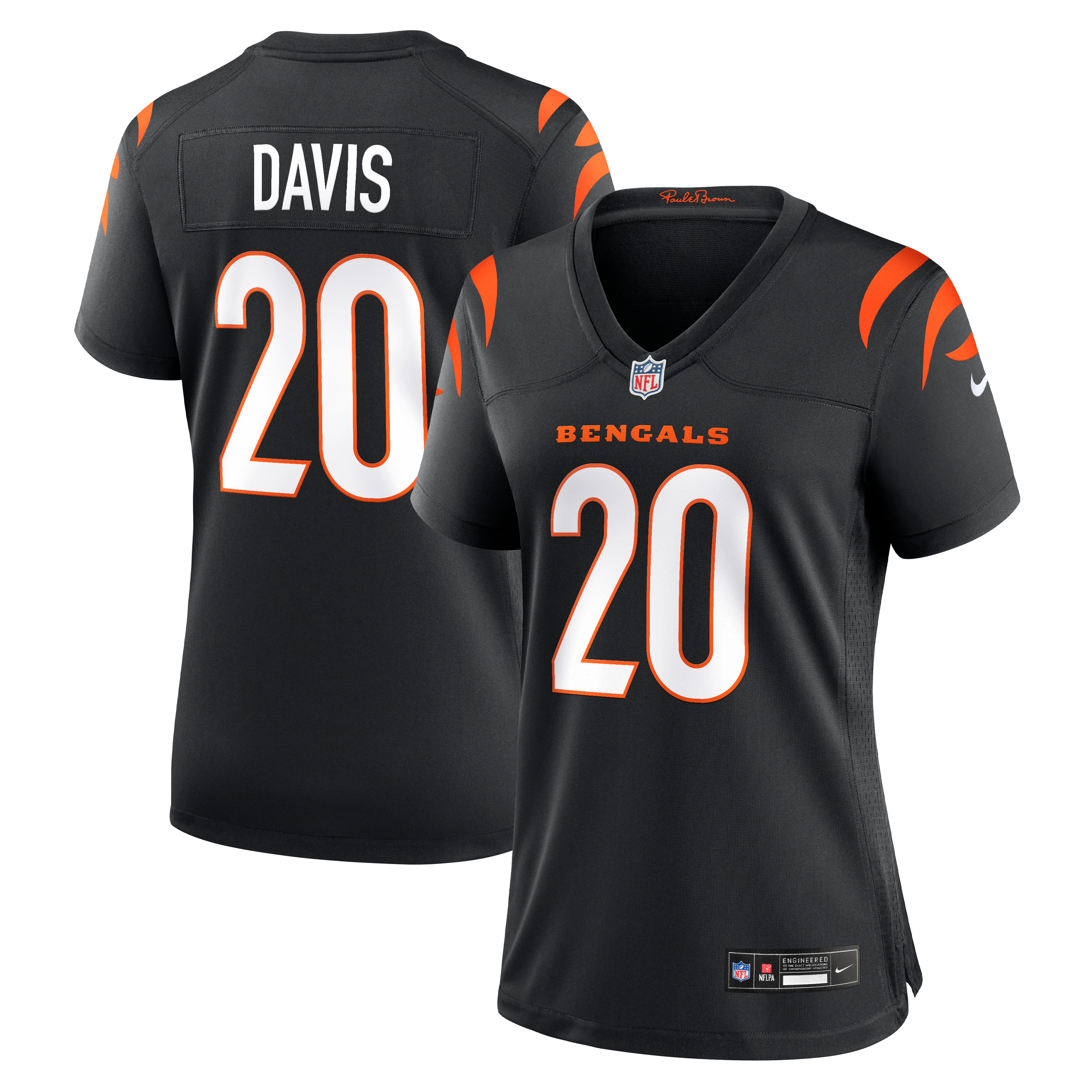 Maillot de match Nike Tacario Davis noir pour femme, équipe des Bengals Cincinnati