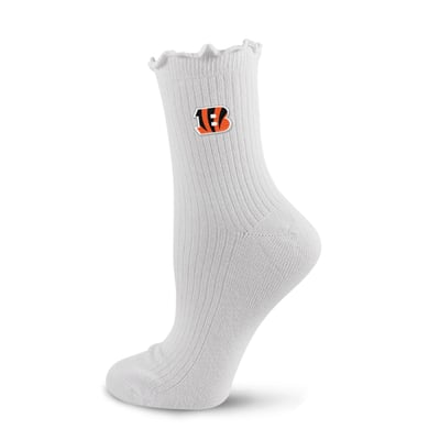  Cincinnati Bengals PRO Compression Logo Lettuce Hem Quarter Socks - White