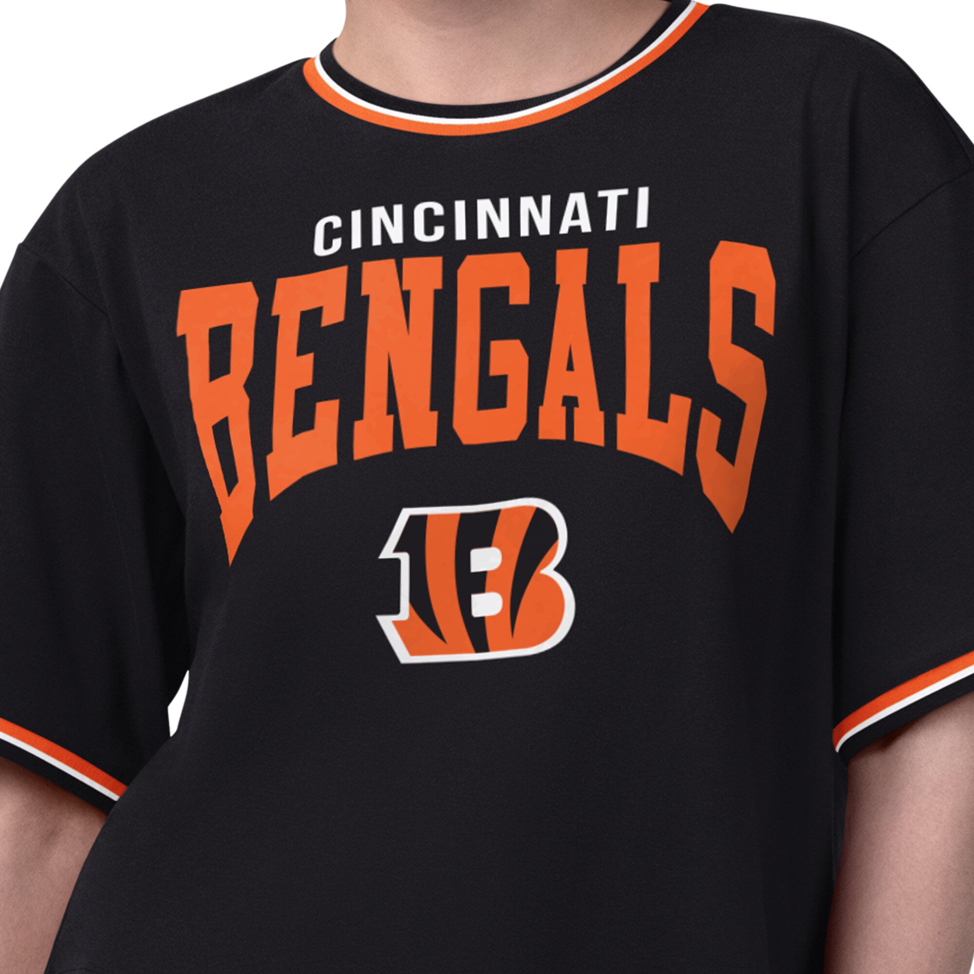 T-shirt court noir Starter pour femmes, motif Ace des Bengals de Cincinnati