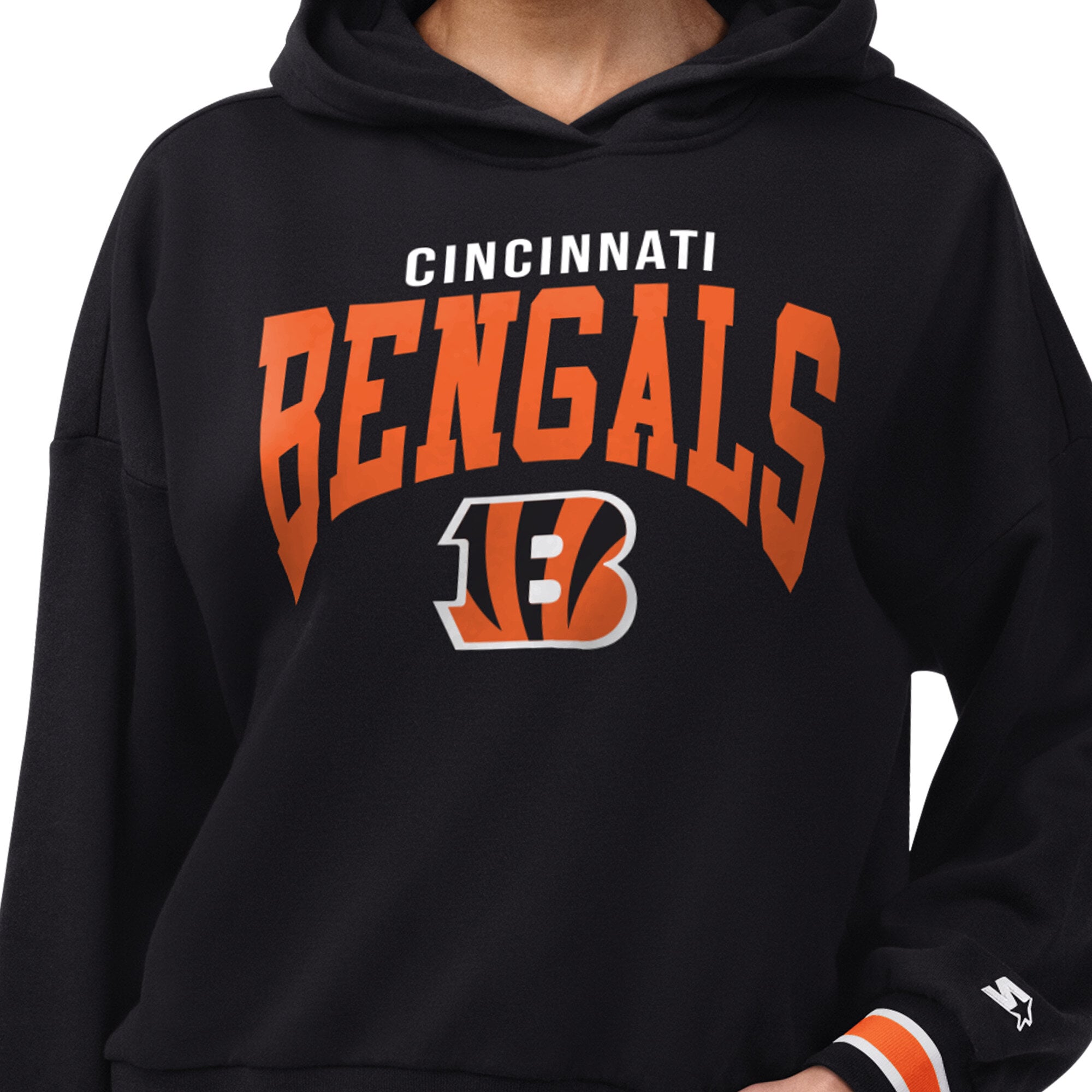 Sweat à capuche Starter noir pour femmes, motif plaque de base des Bengals Cincinnati