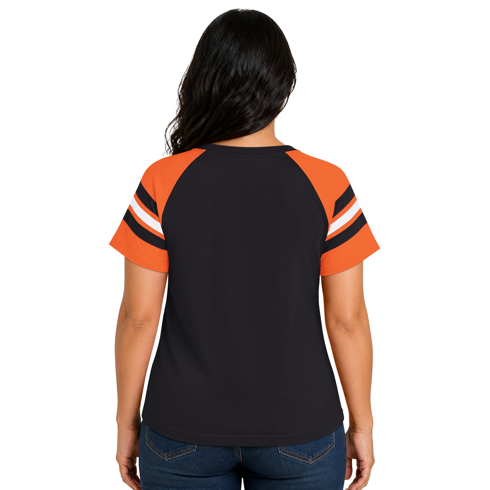 T-shirt raglan Starter noir pour femme, grandes tailles, Cincinnati Bengals, Game On, col cranté