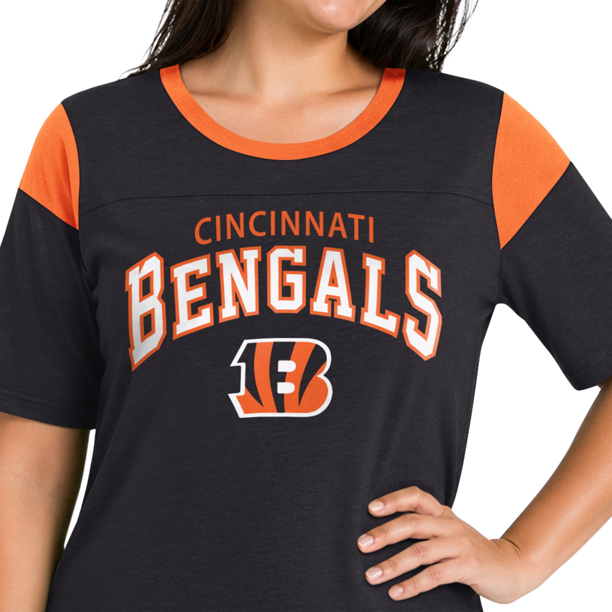 Women's Starter  Black Cincinnati Bengals Plus Linebacker Slub T-Shirt