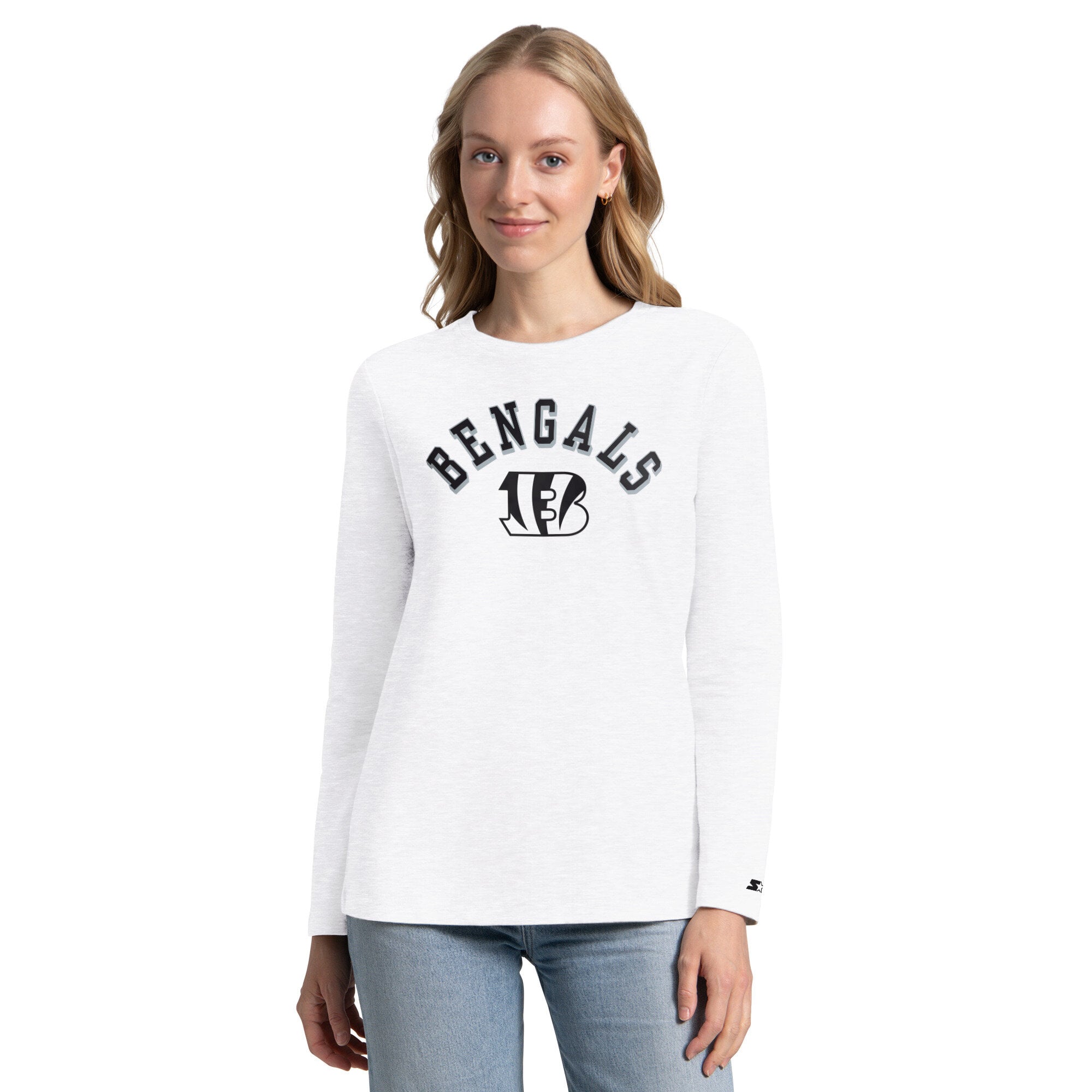 Pack de t-shirts à manches courtes et longues Starter noir/gris cendré pour femmes, Cincinnati Bengals