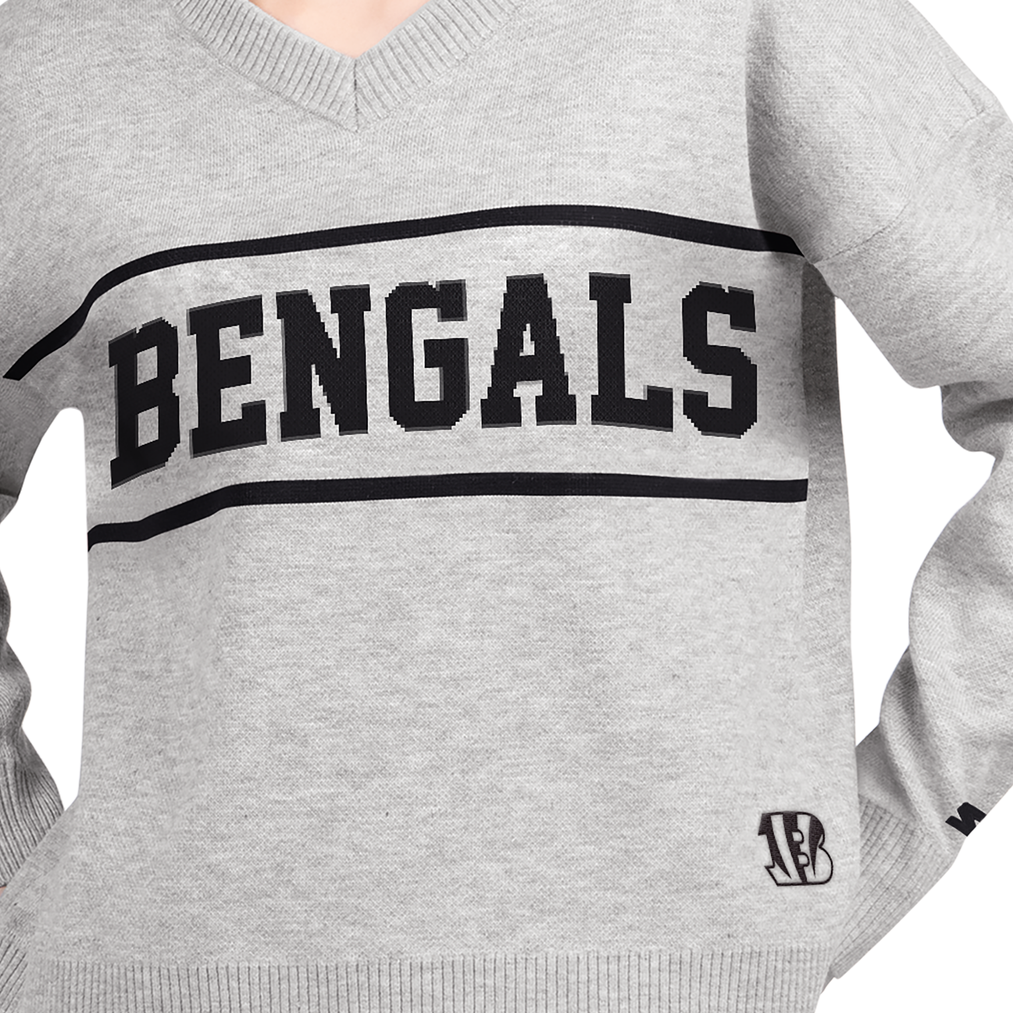 Pull à col en V Starter gris pour femme, modèle Best Shot des Bengals de Cincinnati