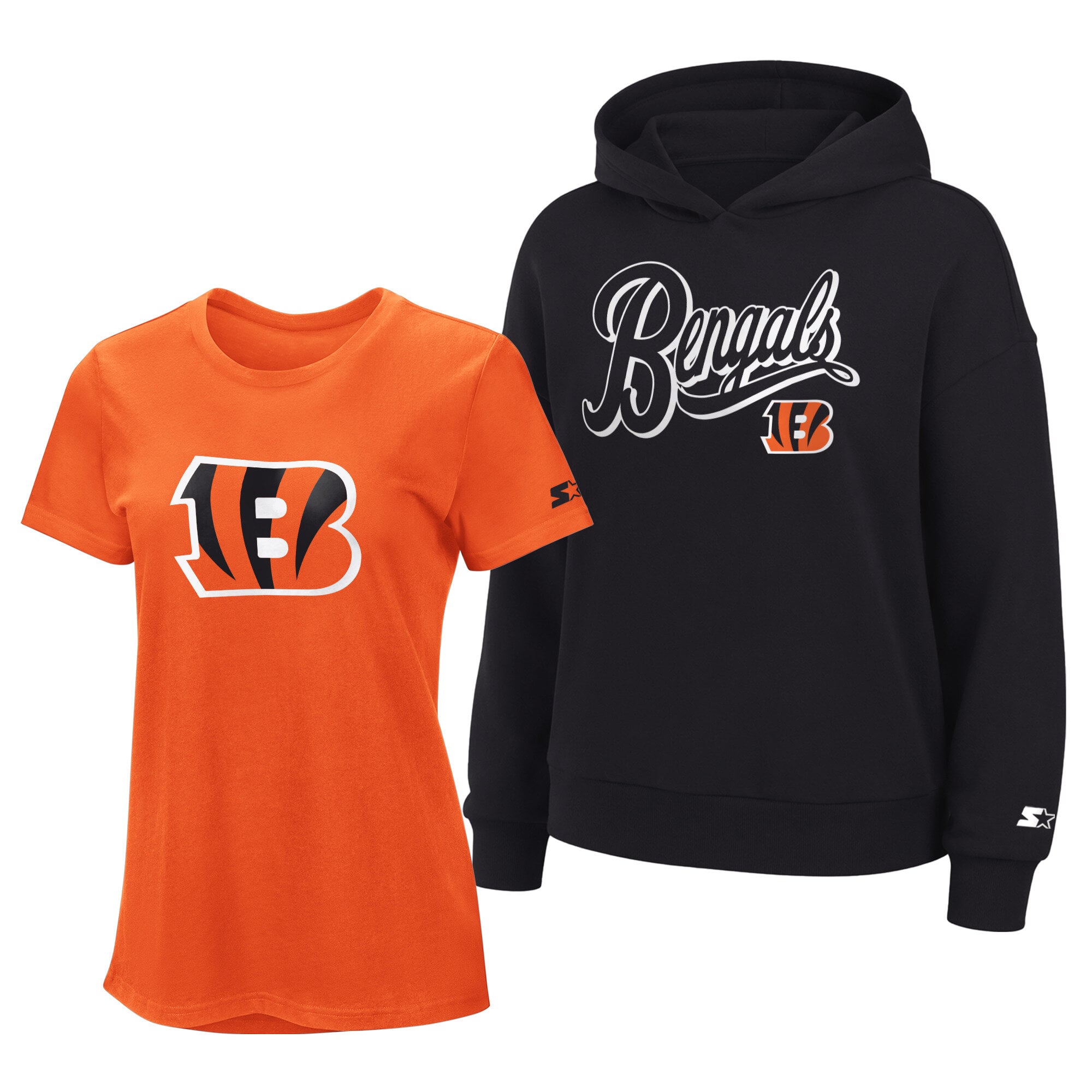 Ensemble sweat à capuche et t-shirt Starter orange/noir pour femme des Bengals de Cincinnati