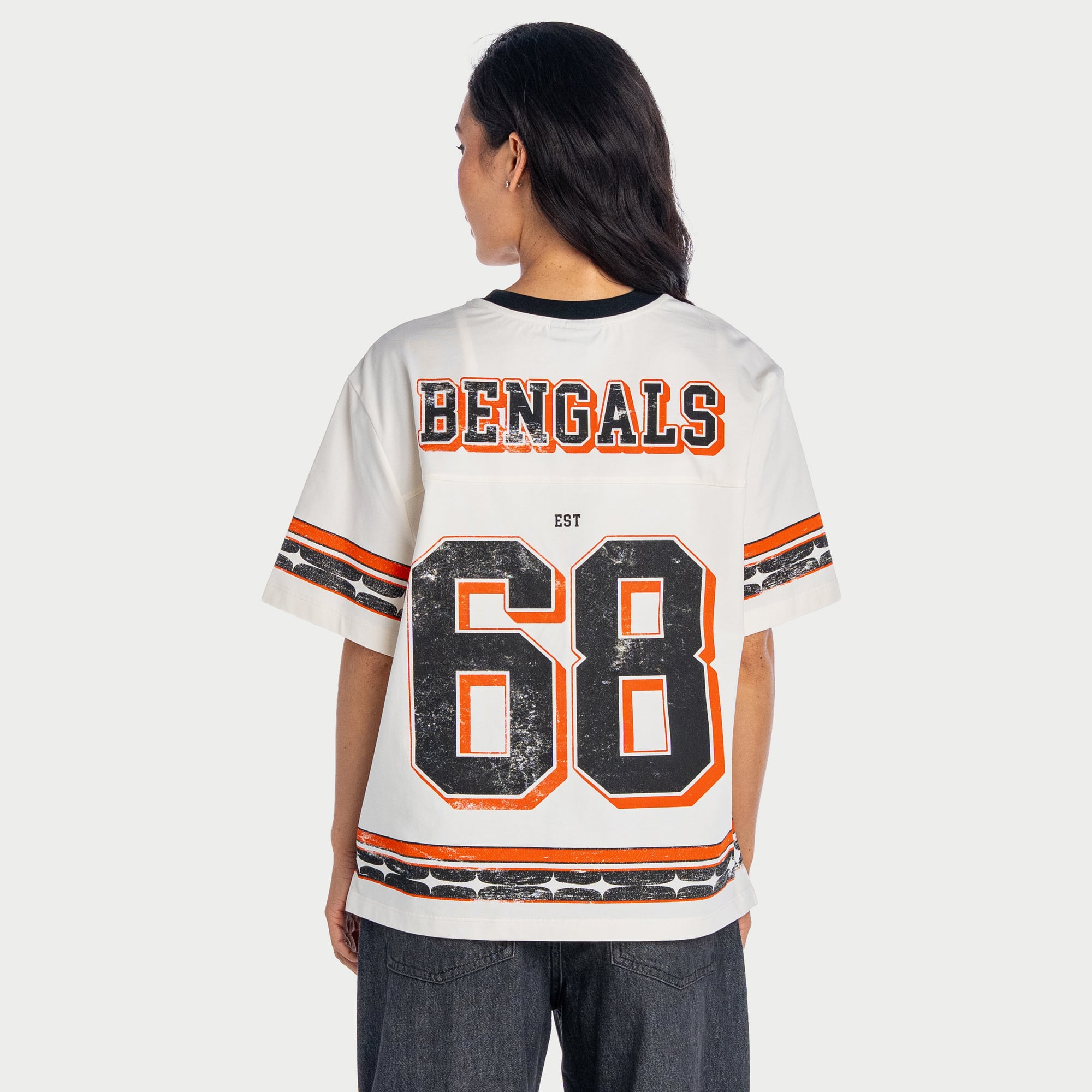 Women's The Wild Collective  Cream Cincinnati Bengals Oversized Established Boyfriend T-Shirt