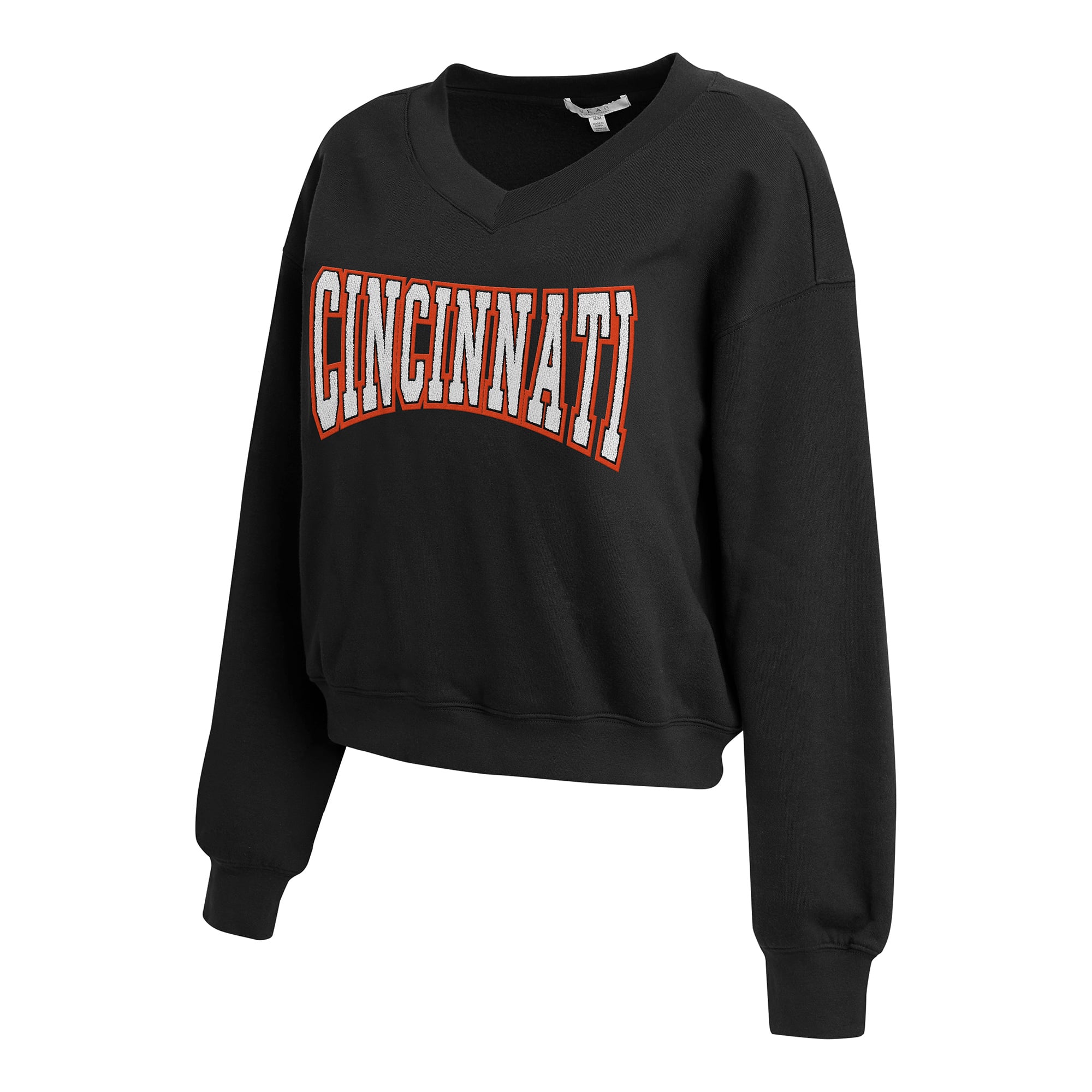 Women's WEAR by Erin Andrews Black Cincinnati Bengals Fleece V-Neck Lounge Set