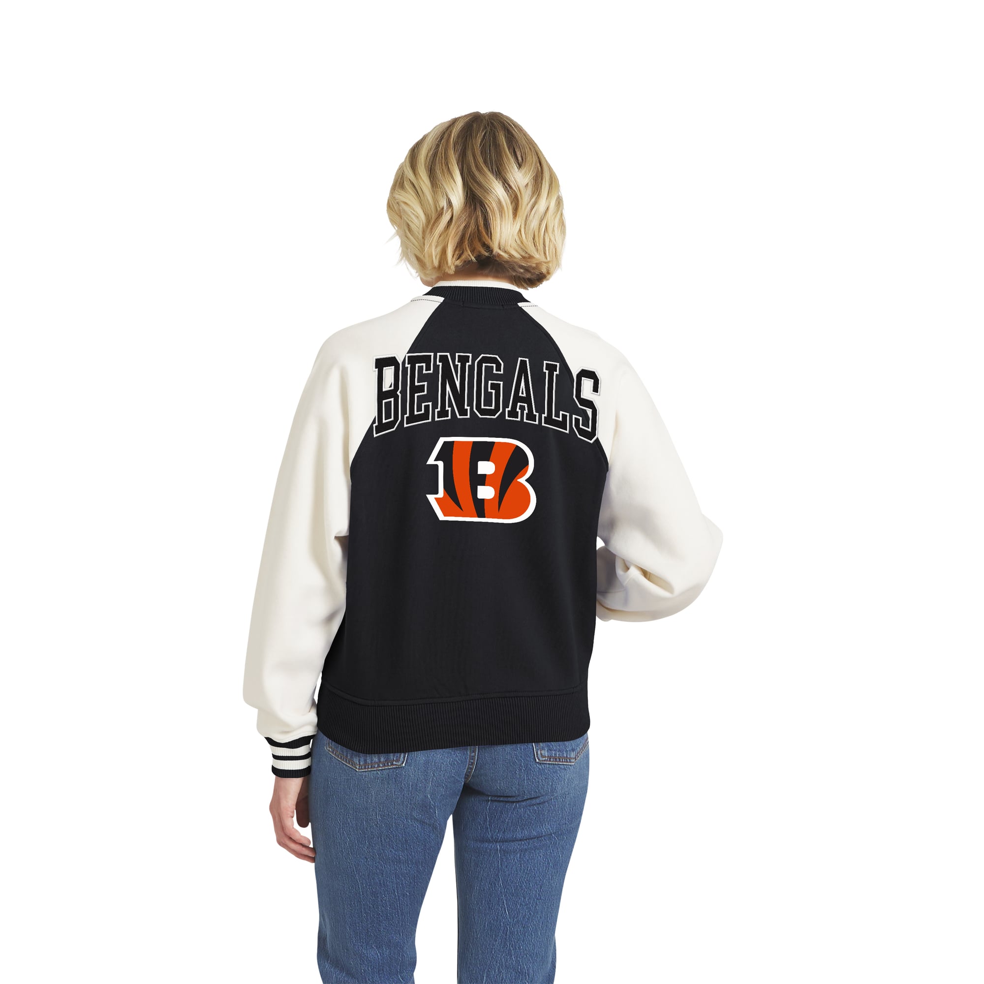 Women's WEAR by Erin Andrews Black Cincinnati Bengals Full-Zip Fleece Varsity Jacket